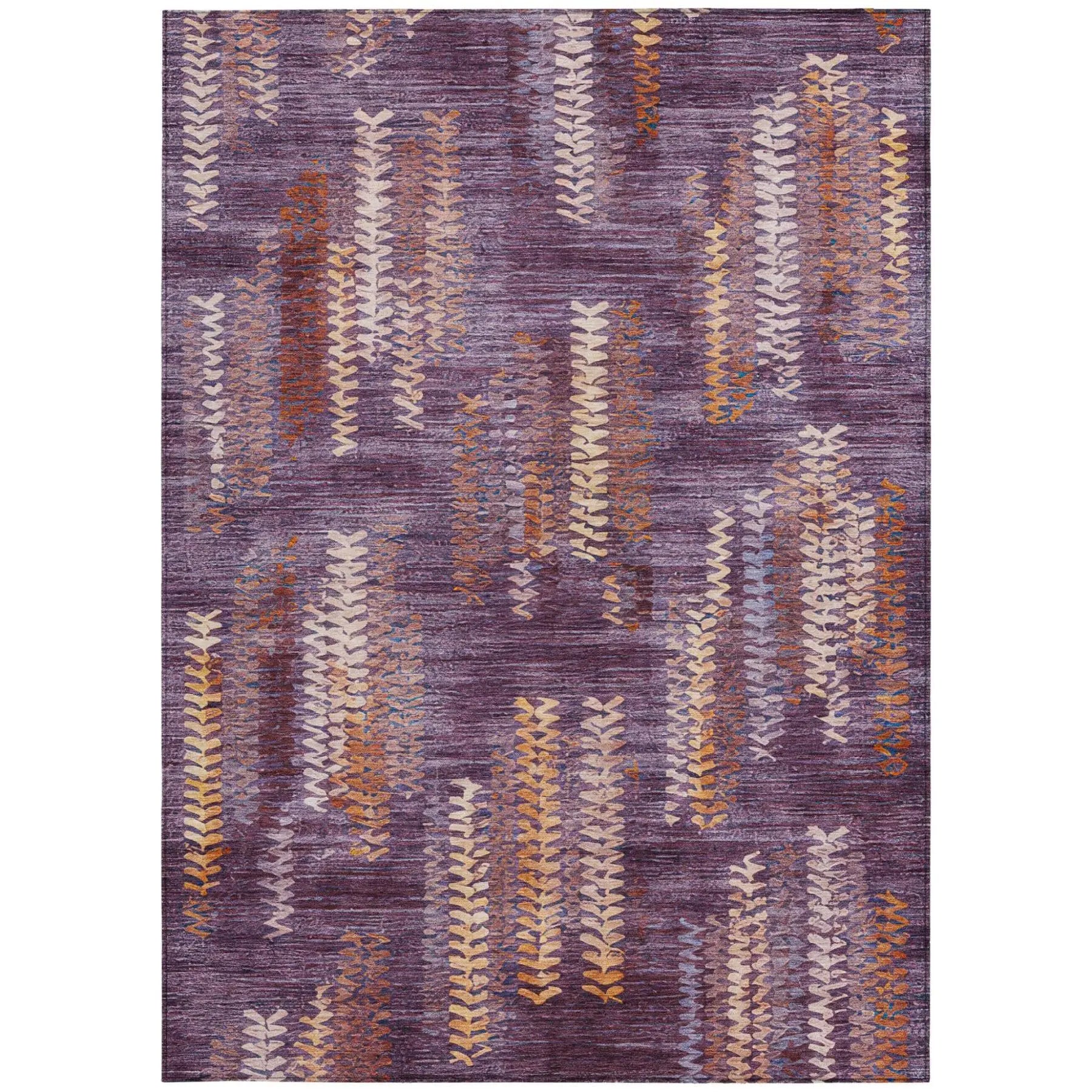 8' X 10' Eggplant And Purple Striped Washable Indoor Outdoor Area Rug Homeroots Outdoor