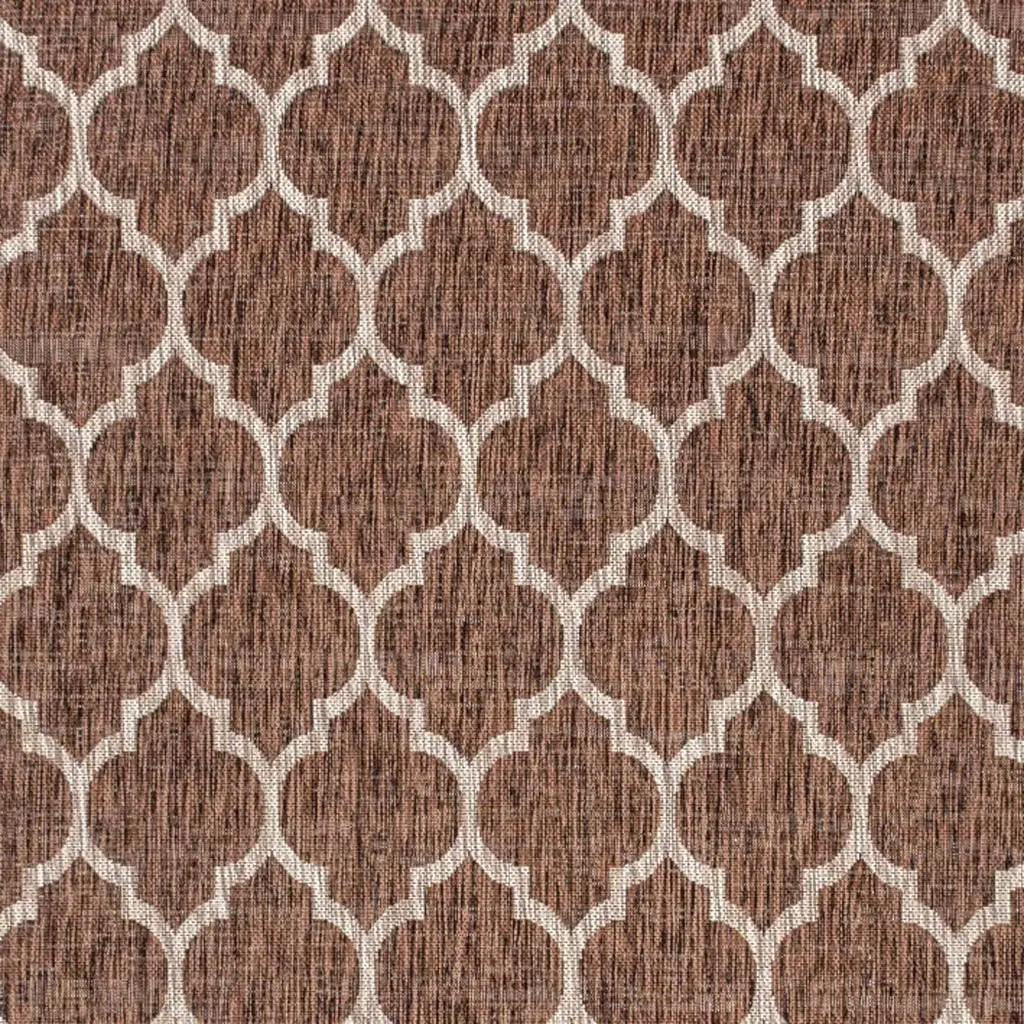 8' X 10' Espresso And Taupe Geometric Indoor Outdoor Area Rug Homeroots Outdoor