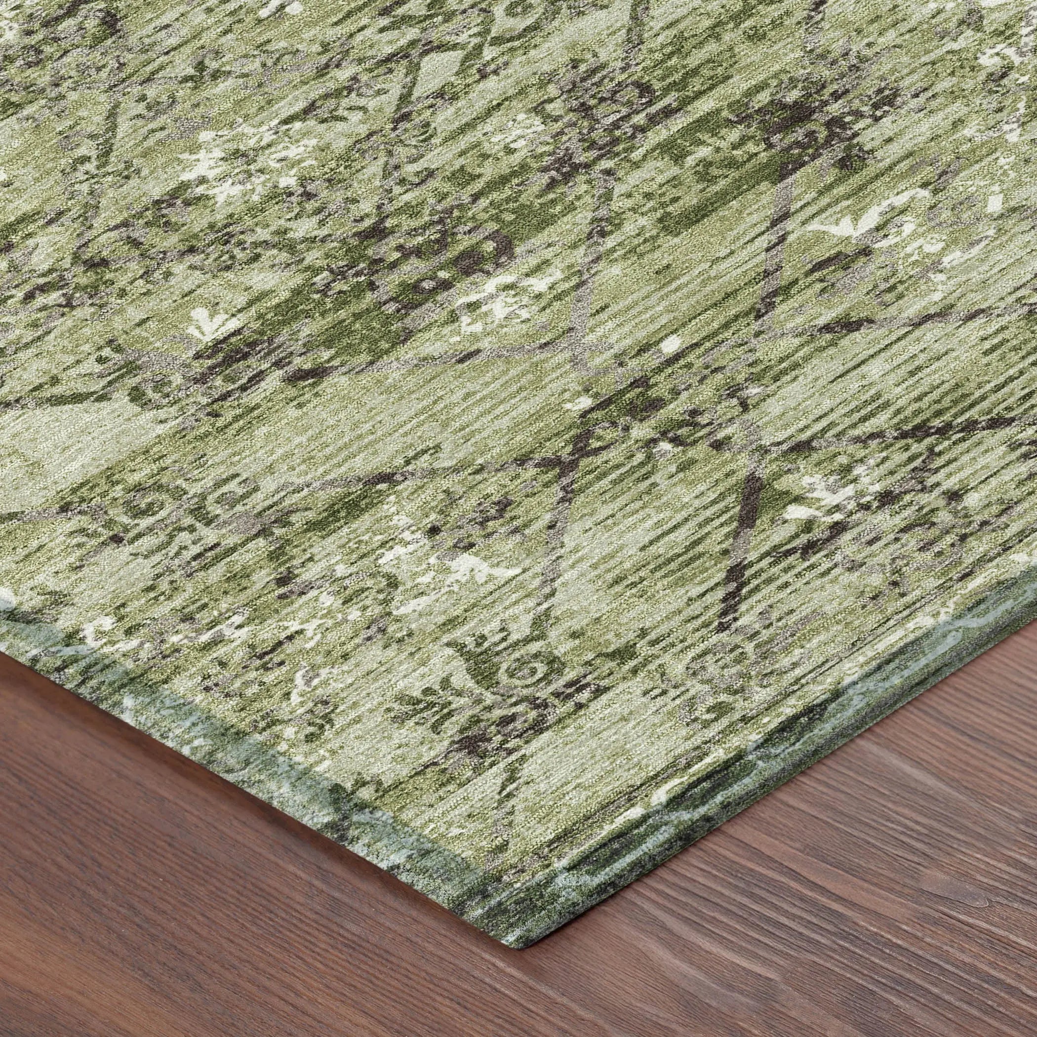 8' X 10' Fern Green And Brown Geometric Washable Indoor Outdoor Area Rug Homeroots Outdoor