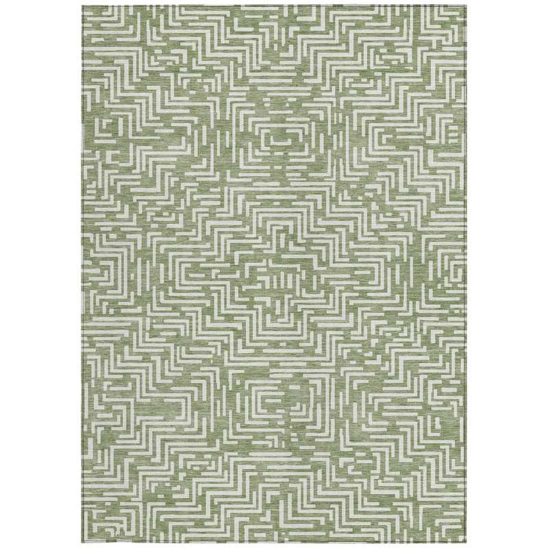 8' X 10' Fern Green And Copper Geometric Washable Indoor Outdoor Area Rug Homeroots Outdoor