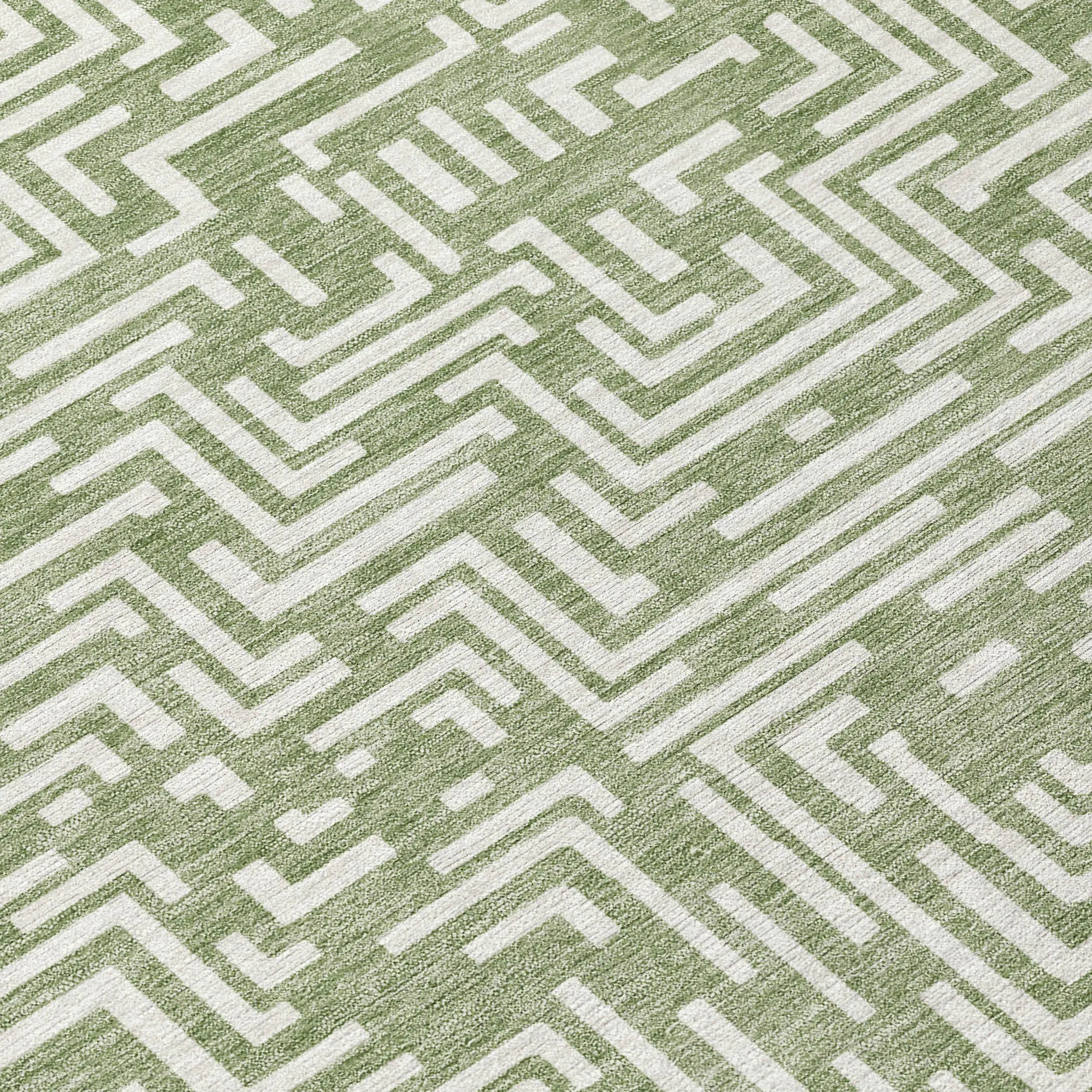 8' X 10' Fern Green And Copper Geometric Washable Indoor Outdoor Area Rug Homeroots Outdoor