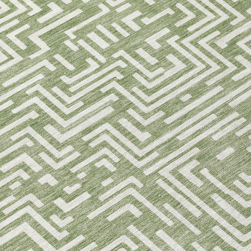 8' X 10' Fern Green And Copper Geometric Washable Indoor Outdoor Area Rug Homeroots Outdoor