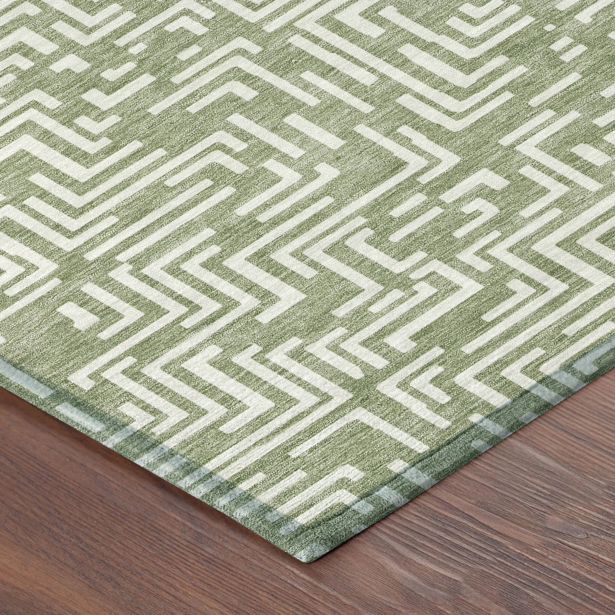 8' X 10' Fern Green And Copper Geometric Washable Indoor Outdoor Area Rug Homeroots Outdoor
