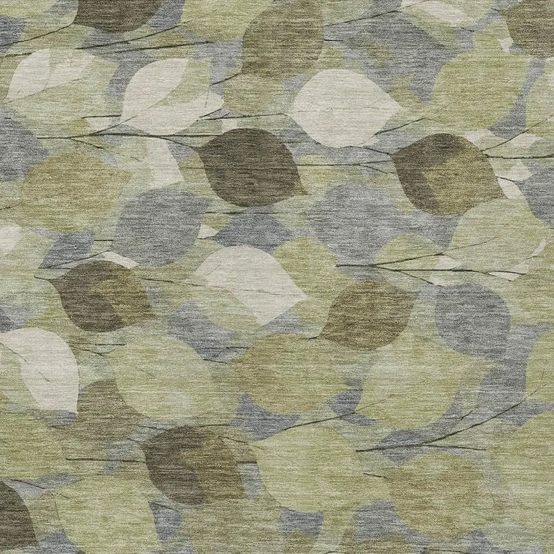 8' X 10' Fern Green And Green Floral Washable Indoor Outdoor Area Rug Homeroots Outdoor