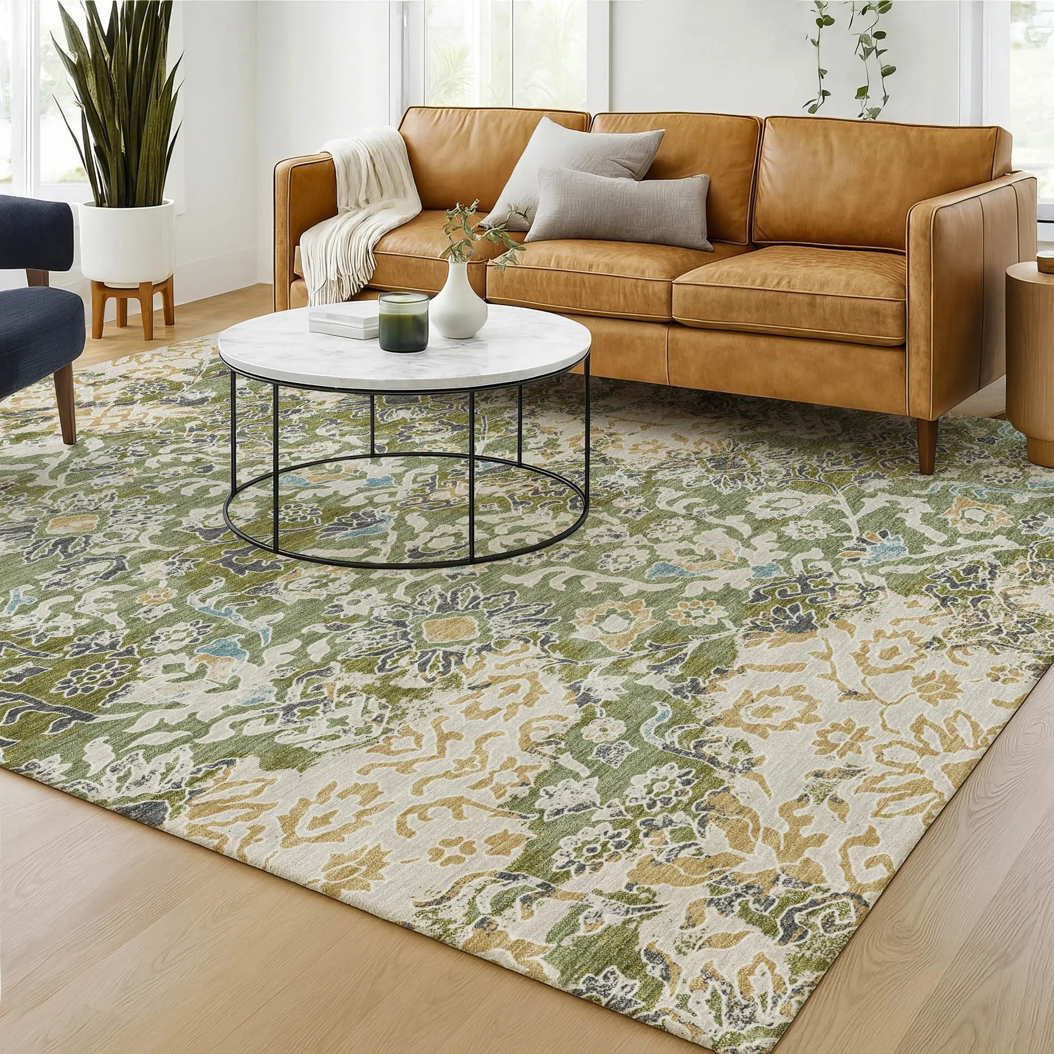 8' X 10' Fern Green And Ivory Geometric Washable Indoor Outdoor Area Rug Homeroots Outdoor