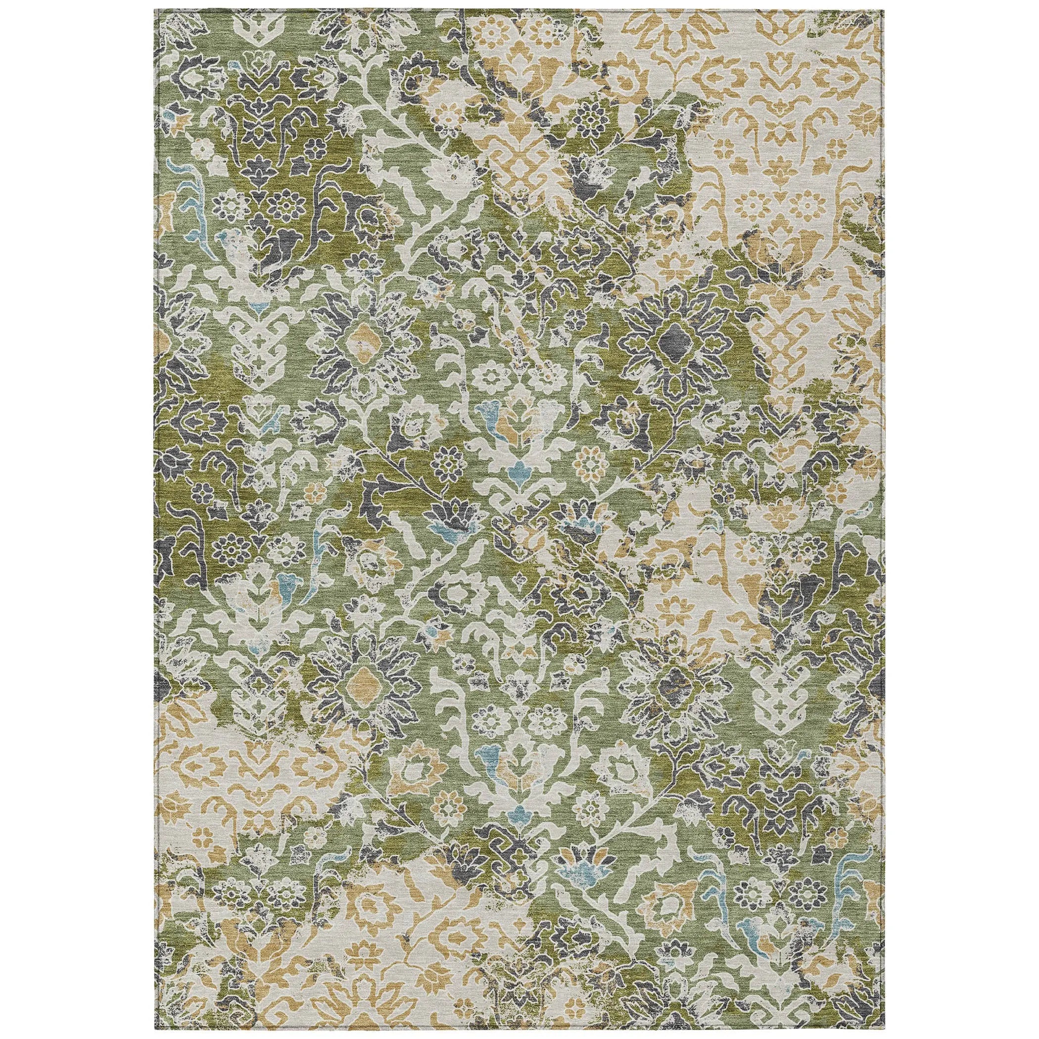 8' X 10' Fern Green And Ivory Geometric Washable Indoor Outdoor Area Rug Homeroots Outdoor