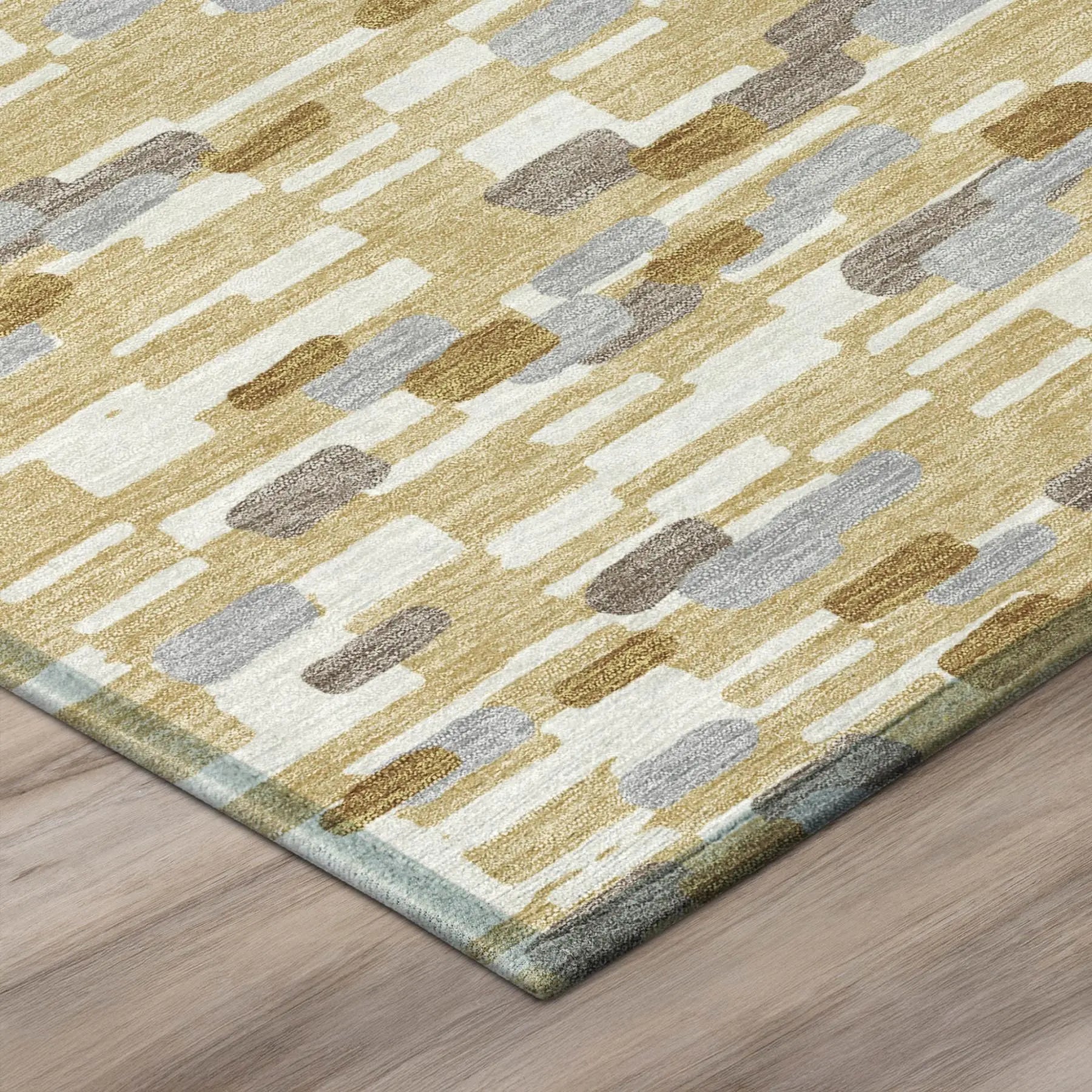 8' X 10' Gold And Beige Geometric Washable Indoor Outdoor Area Rug Homeroots Outdoor