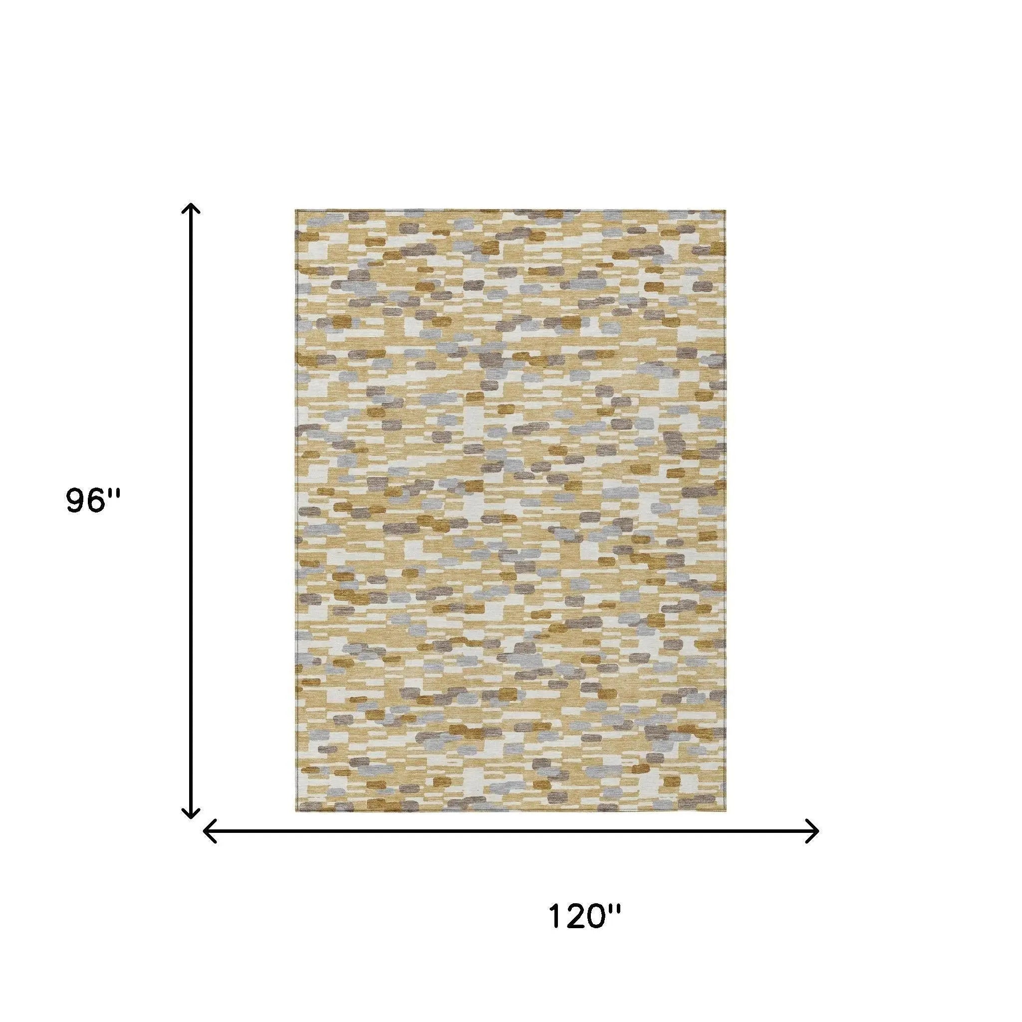 8' X 10' Gold And Beige Geometric Washable Indoor Outdoor Area Rug Homeroots Outdoor