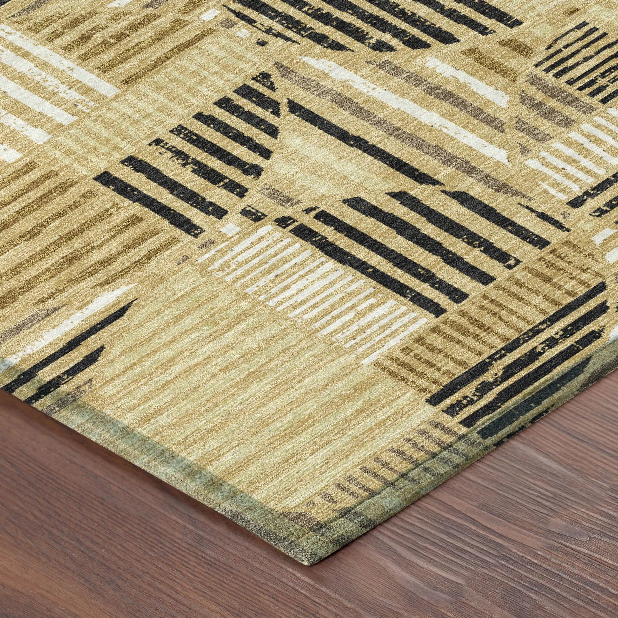 8' X 10' Gold And Blue Geometric Washable Indoor Outdoor Area Rug Homeroots Outdoor