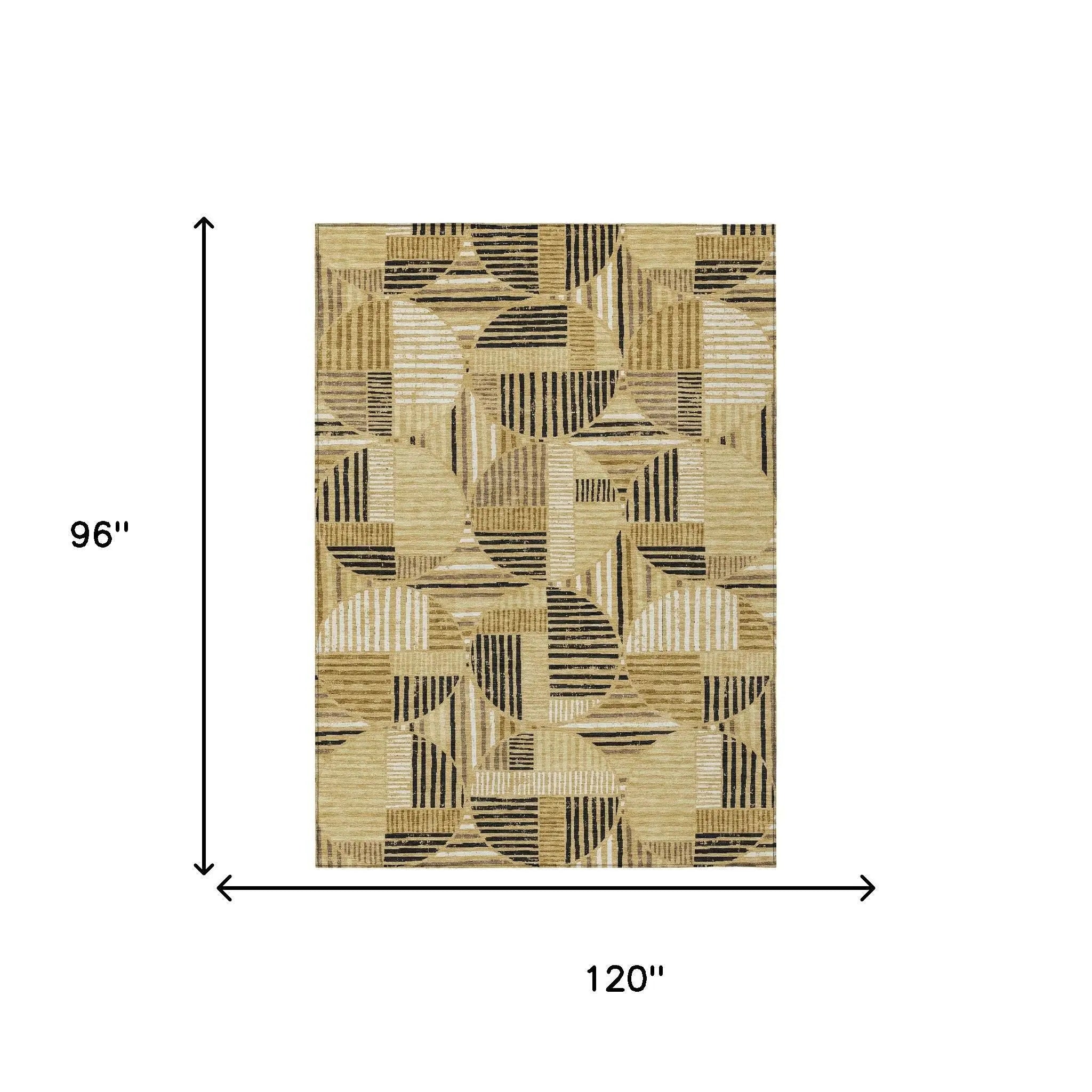 8' X 10' Gold And Blue Geometric Washable Indoor Outdoor Area Rug Homeroots Outdoor