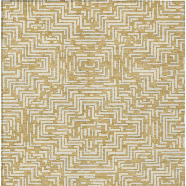8' X 10' Gold And Brown Geometric Washable Indoor Outdoor Area Rug Homeroots Outdoor
