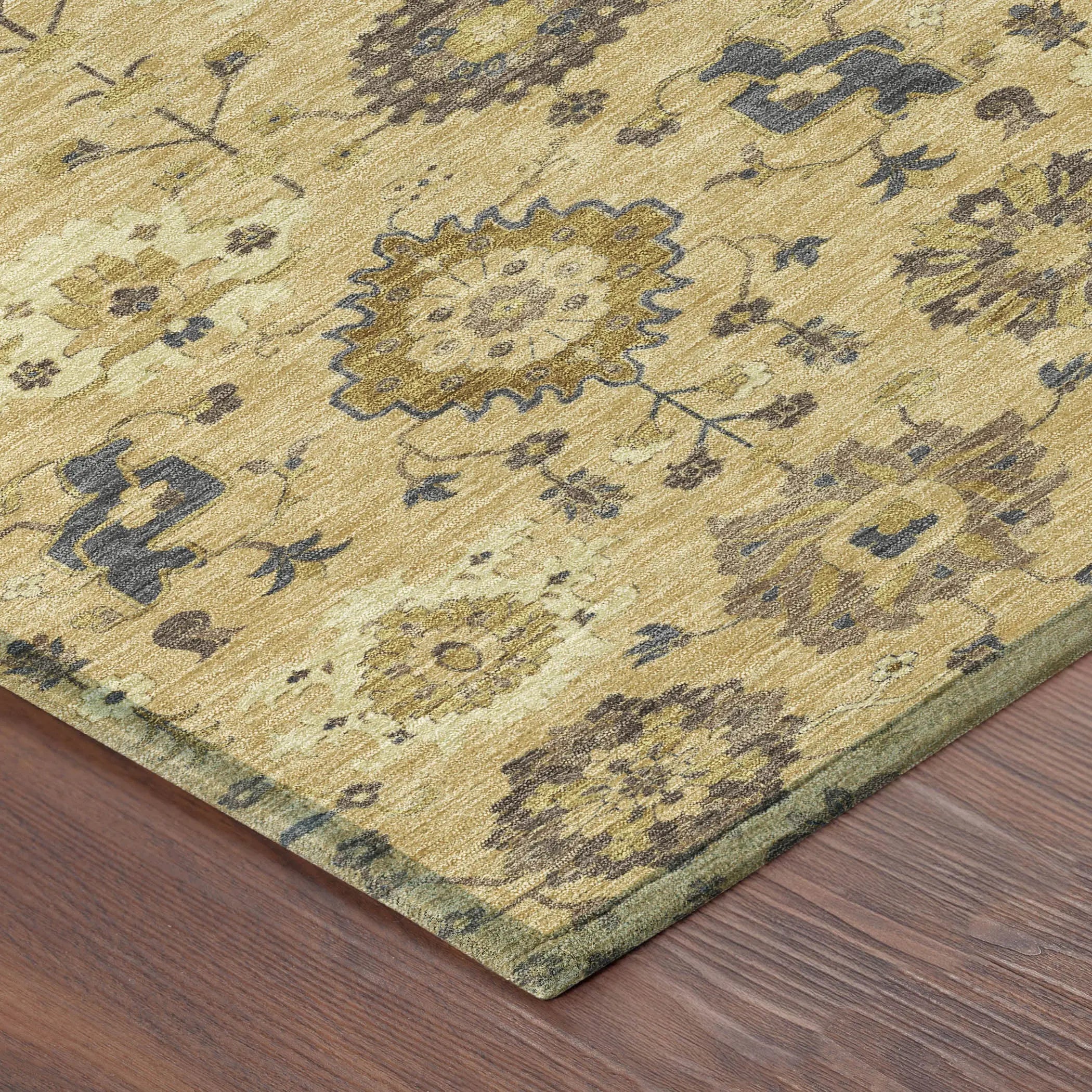 8' X 10' Gold And Brown Geometric Washable Indoor Outdoor Area Rug Homeroots Outdoor