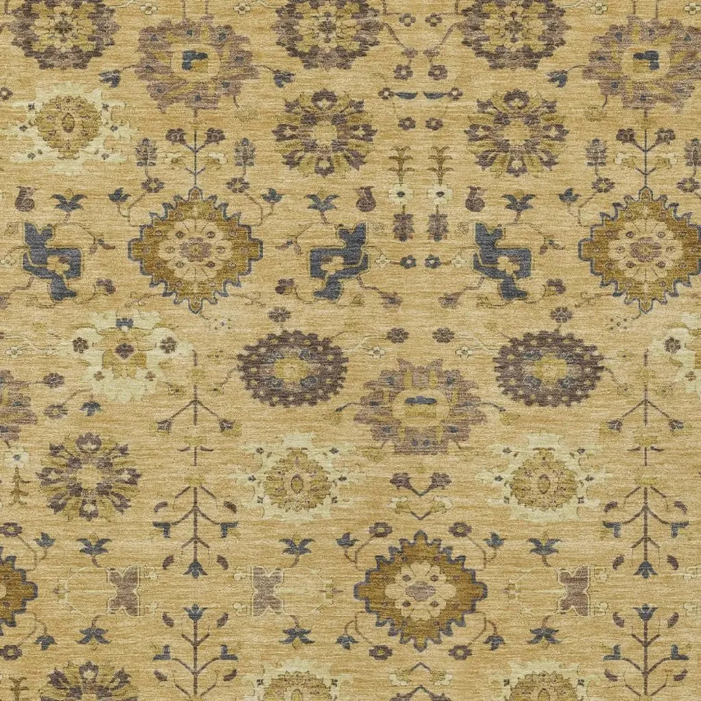 8' X 10' Gold And Brown Geometric Washable Indoor Outdoor Area Rug Homeroots Outdoor