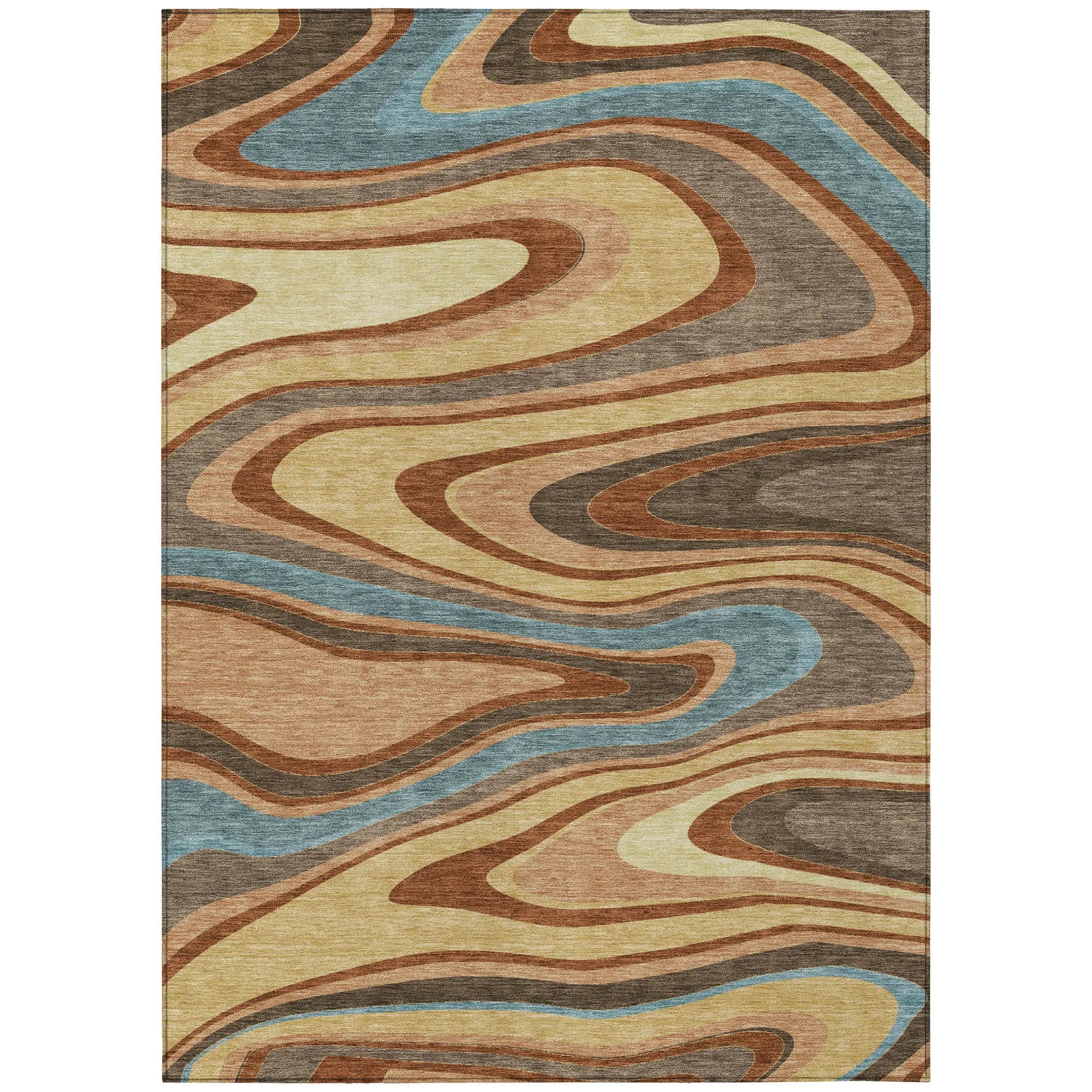 8' X 10' Gold And Copper Abstract Washable Indoor Outdoor Area Rug Homeroots Outdoor