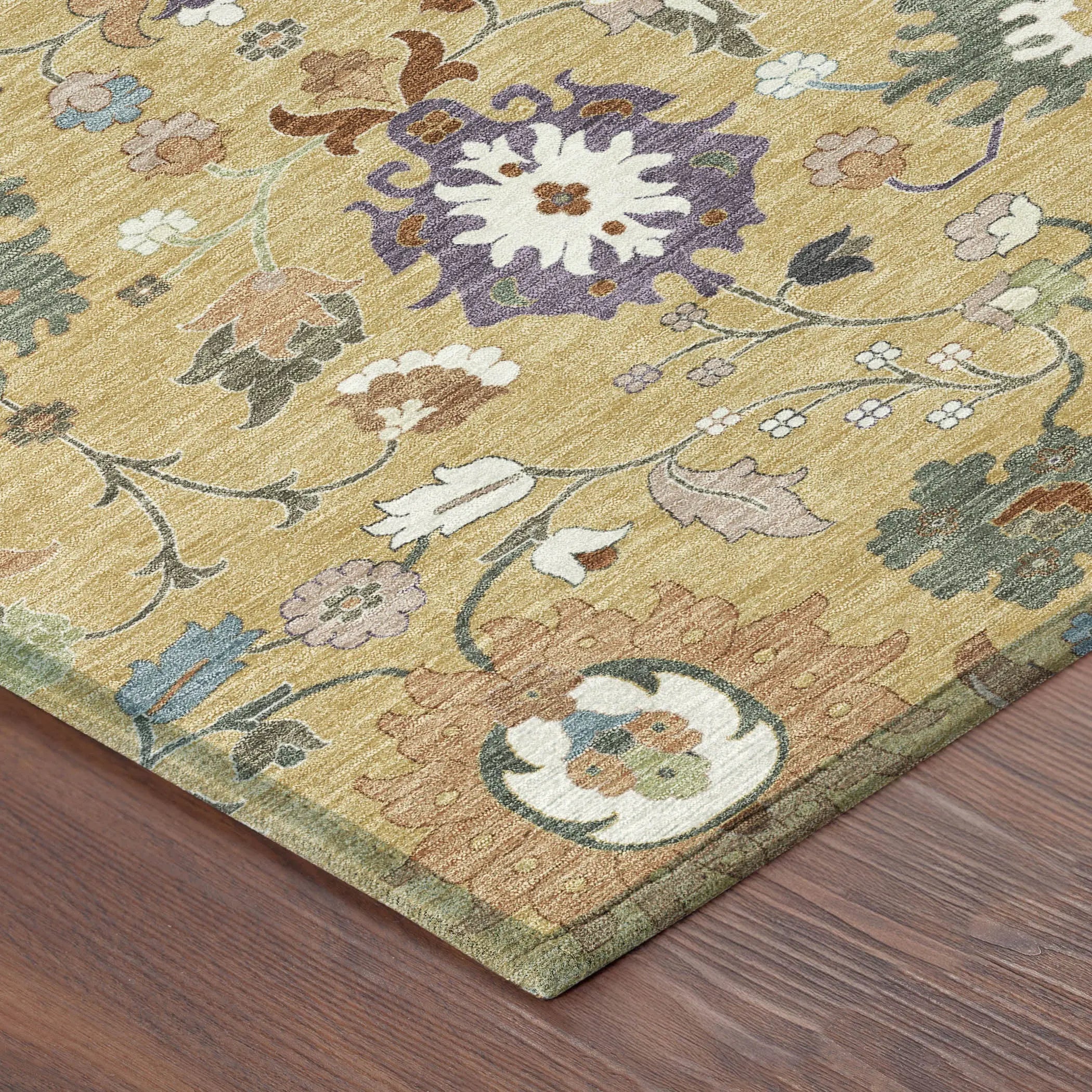 8' X 10' Gold And Copper Floral Medallion Washable Indoor Outdoor Area Rug Homeroots Outdoor