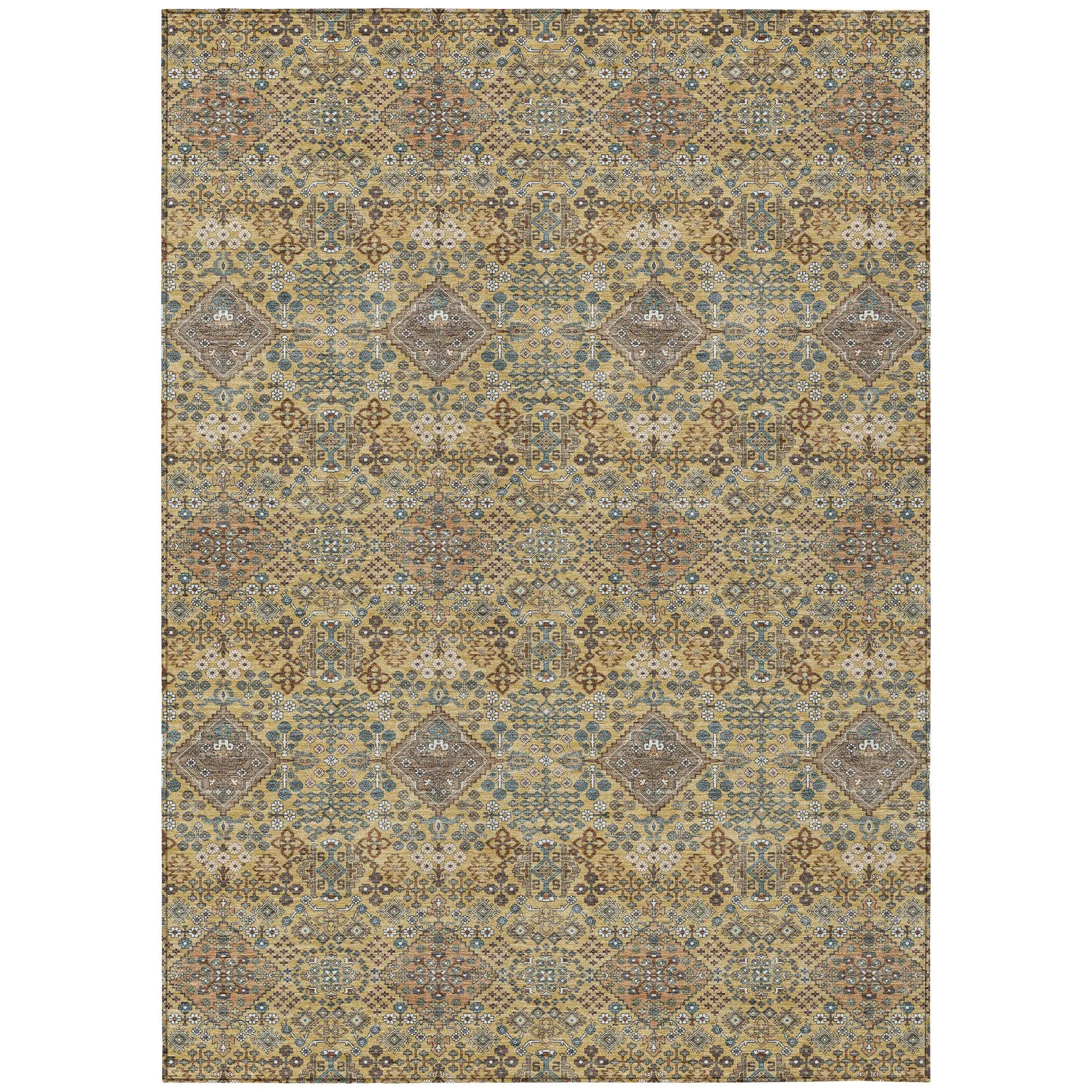 8' X 10' Gold And Copper Geometric Washable Indoor Outdoor Area Rug Homeroots Outdoor