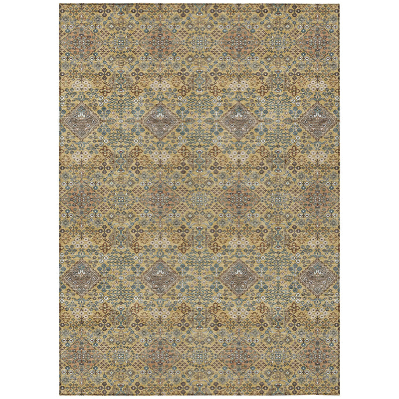 8' X 10' Gold And Copper Geometric Washable Indoor Outdoor Area Rug Homeroots Outdoor