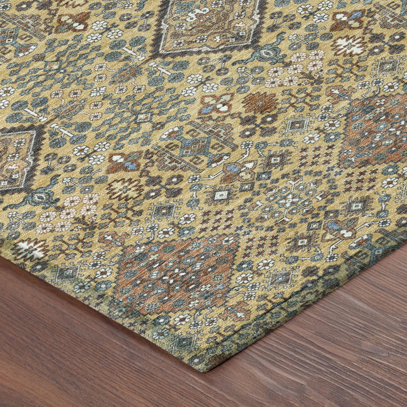 8' X 10' Gold And Copper Geometric Washable Indoor Outdoor Area Rug Homeroots Outdoor