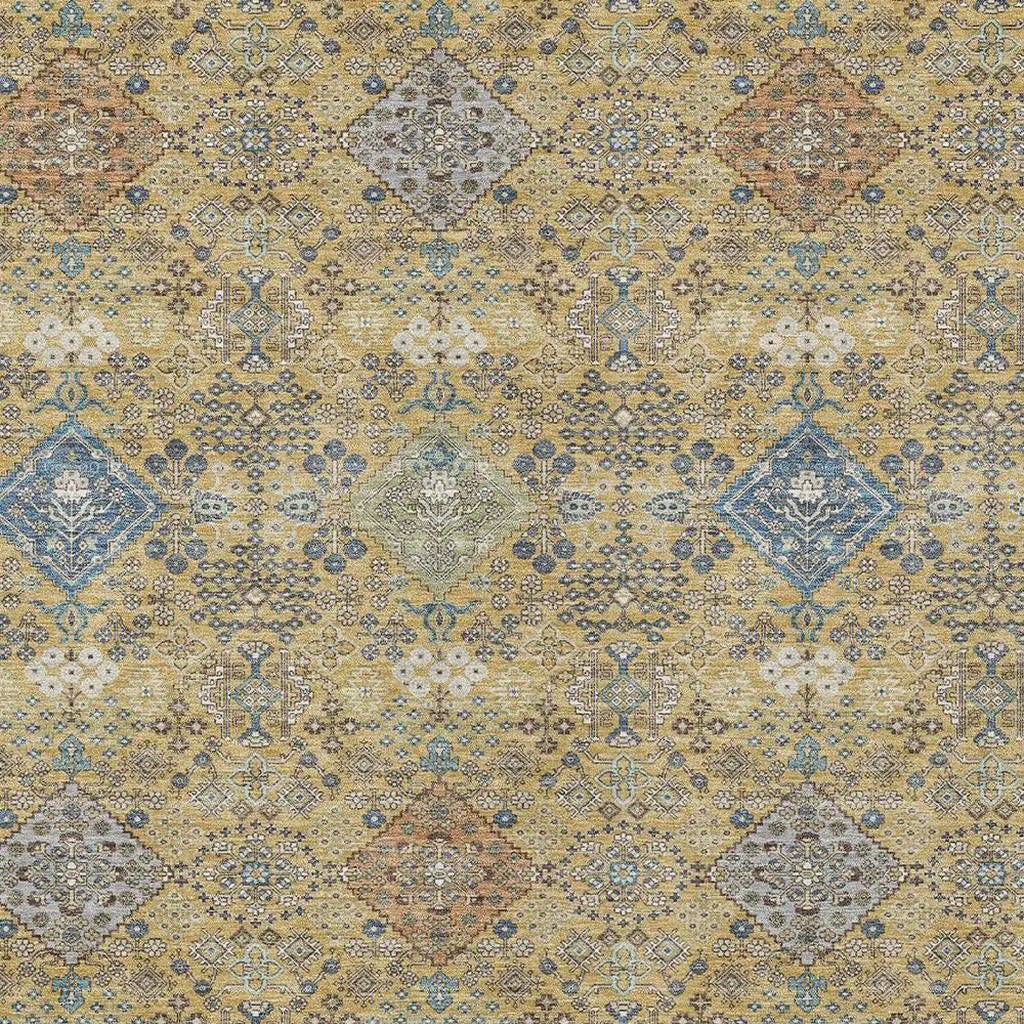 8' X 10' Gold And Copper Oriental Washable Indoor Outdoor Area Rug Homeroots Outdoor