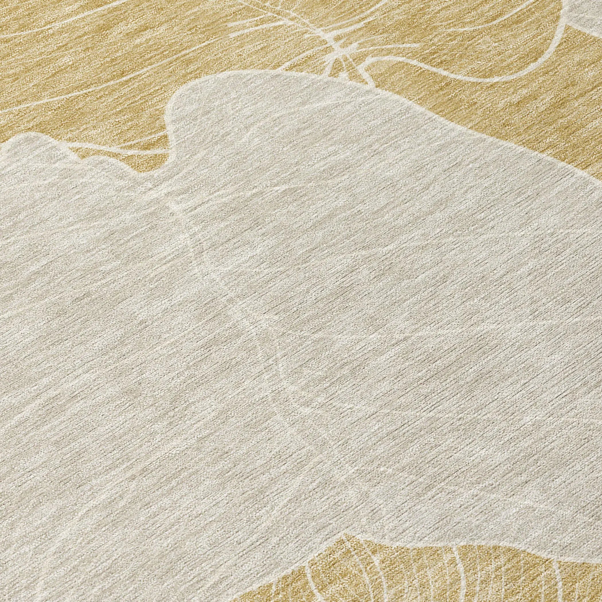8' X 10' Gold And Ivory Floral Washable Indoor Outdoor Area Rug Homeroots Outdoor