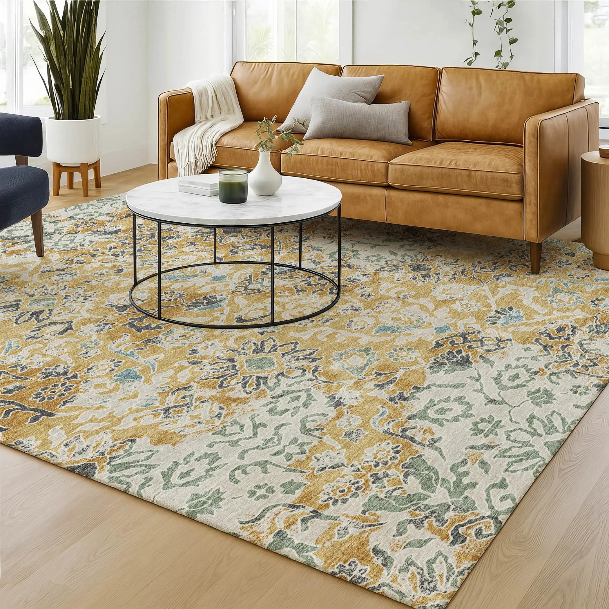 8' X 10' Gold And Ivory Geometric Washable Indoor Outdoor Area Rug Homeroots Outdoor