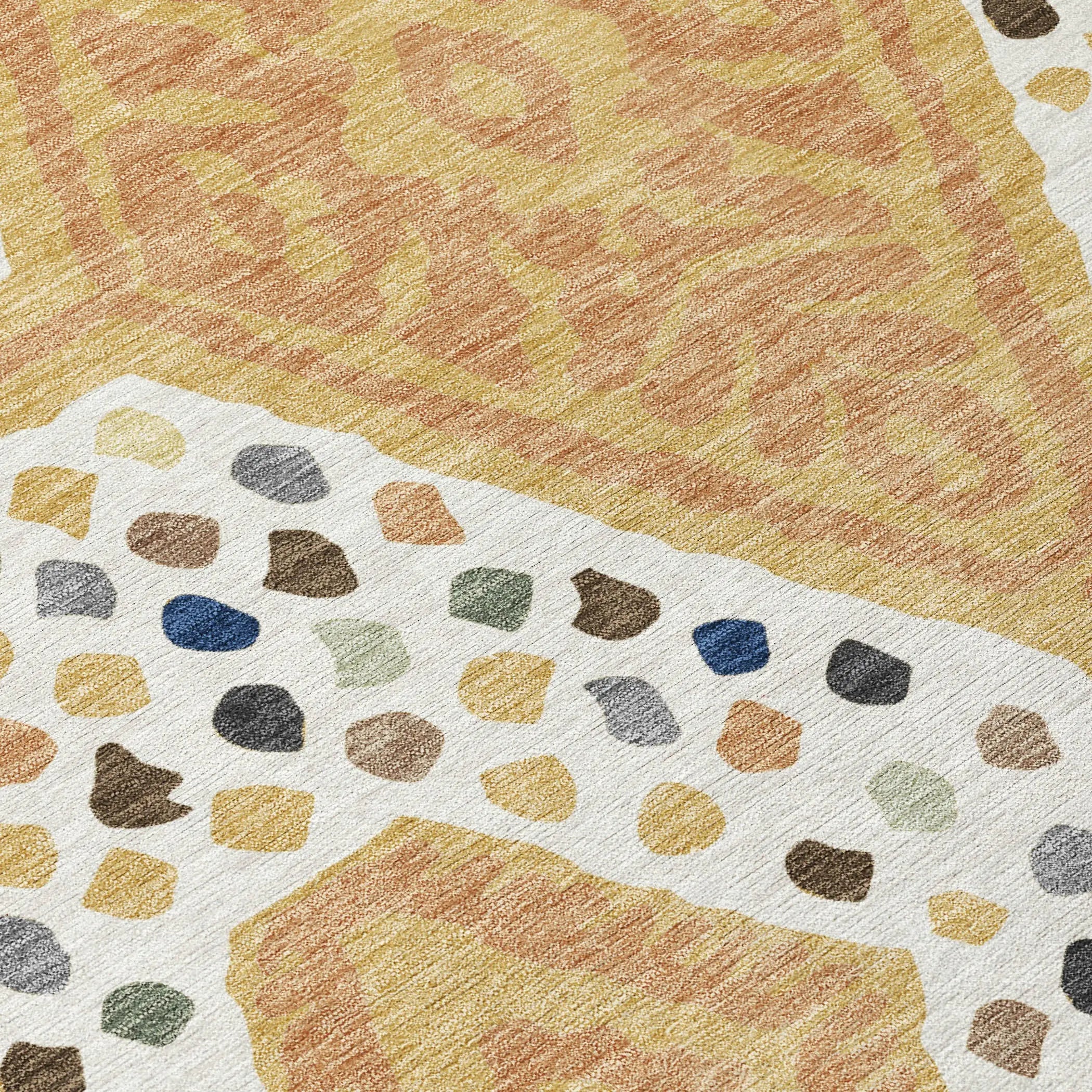 8' X 10' Gold And Ivory Tribal Washable Indoor Outdoor Area Rug Homeroots Outdoor