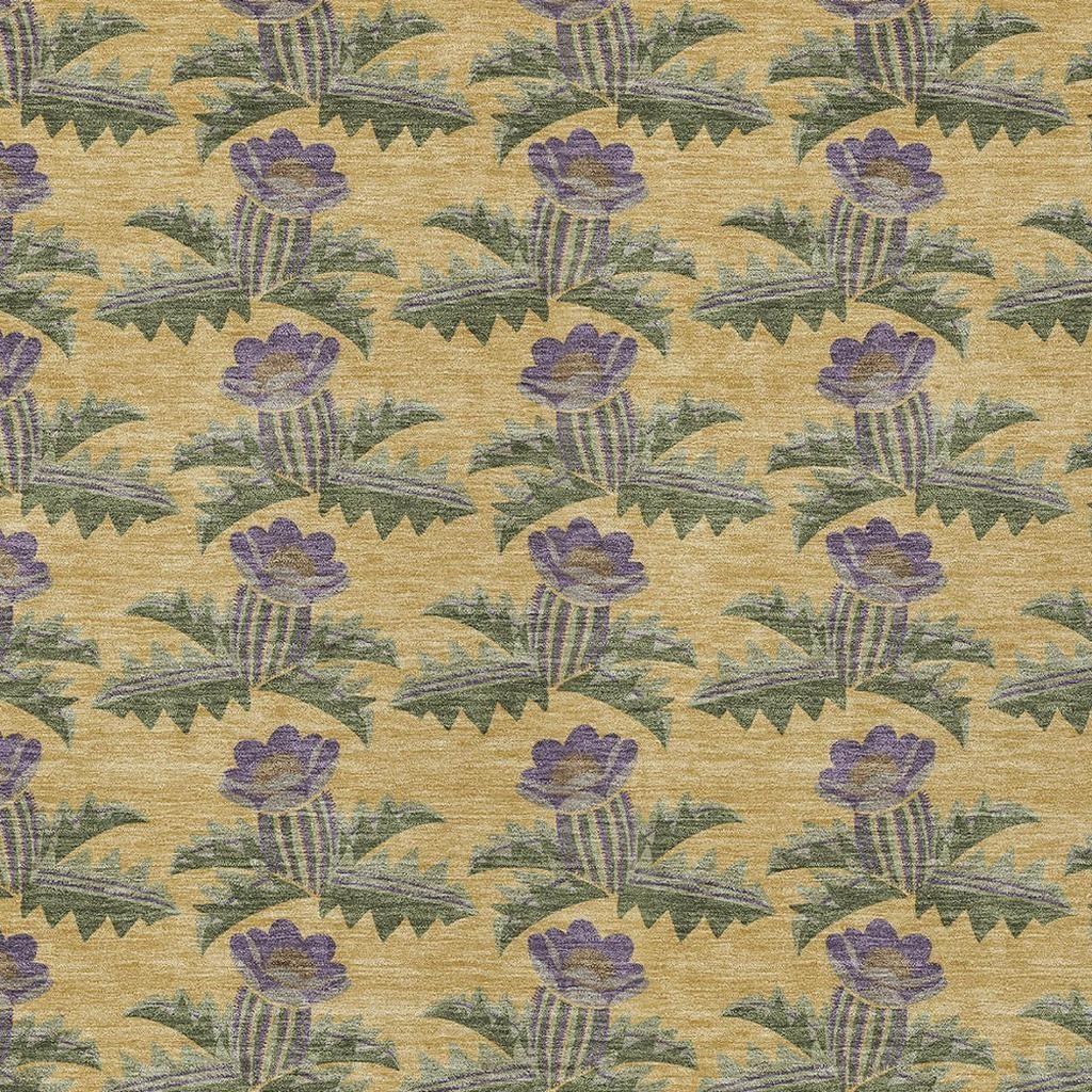 8' X 10' Gold And Khaki Floral Washable Indoor Outdoor Area Rug Homeroots Outdoor