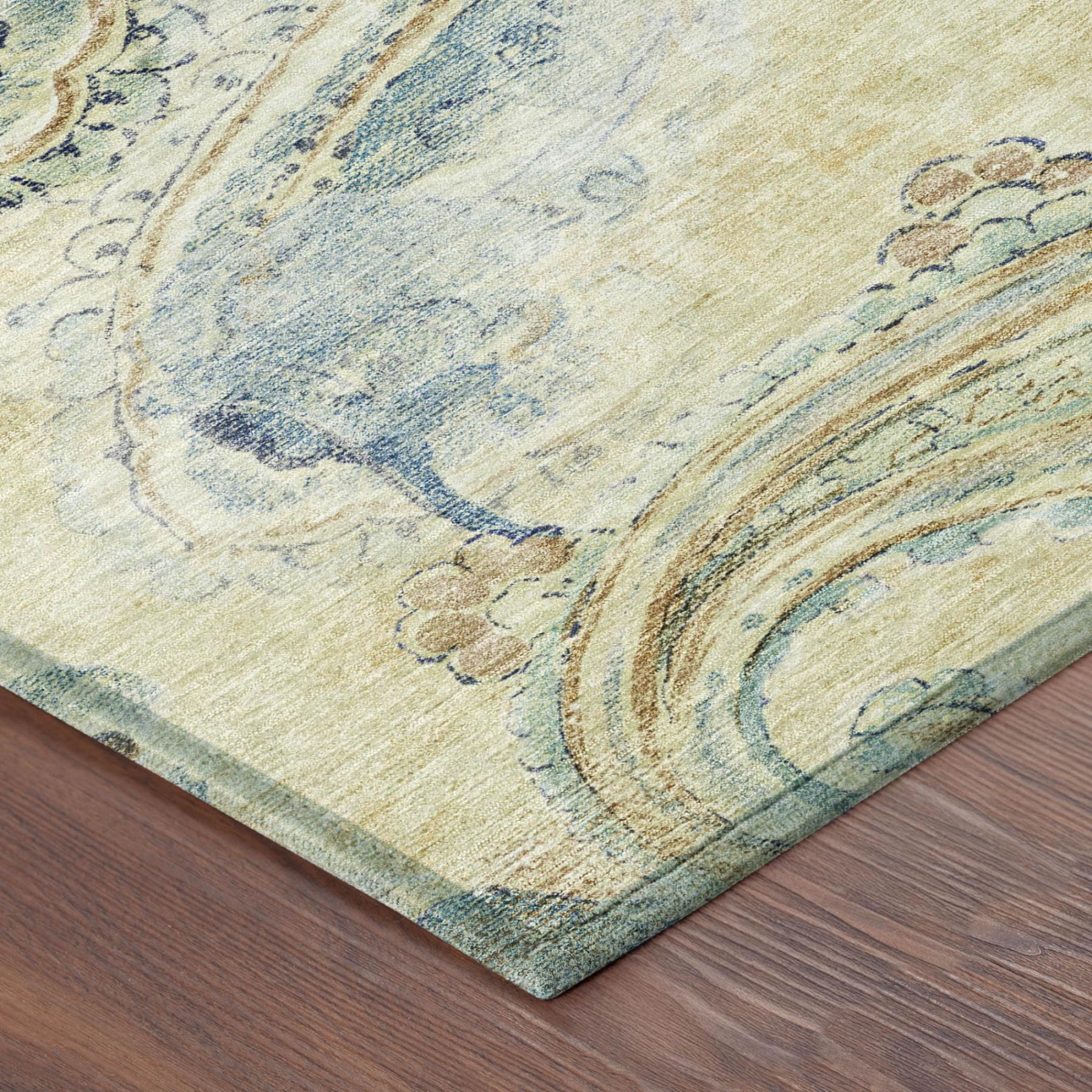 8' X 10' Gold And Mint Green Paisley Washable Indoor Outdoor Area Rug Homeroots Outdoor