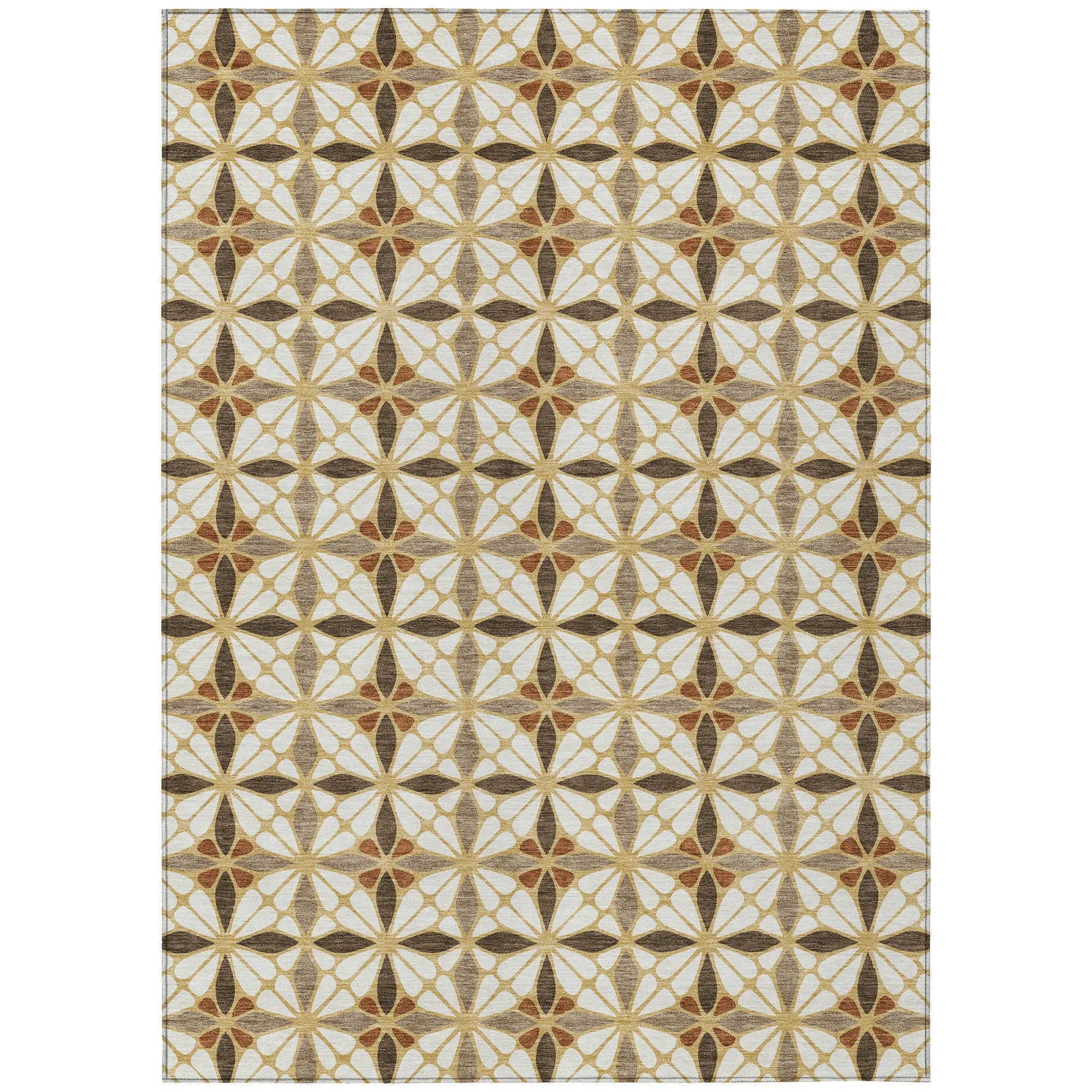 8' X 10' Gold And Orange Geometric Washable Indoor Outdoor Area Rug Homeroots Outdoor