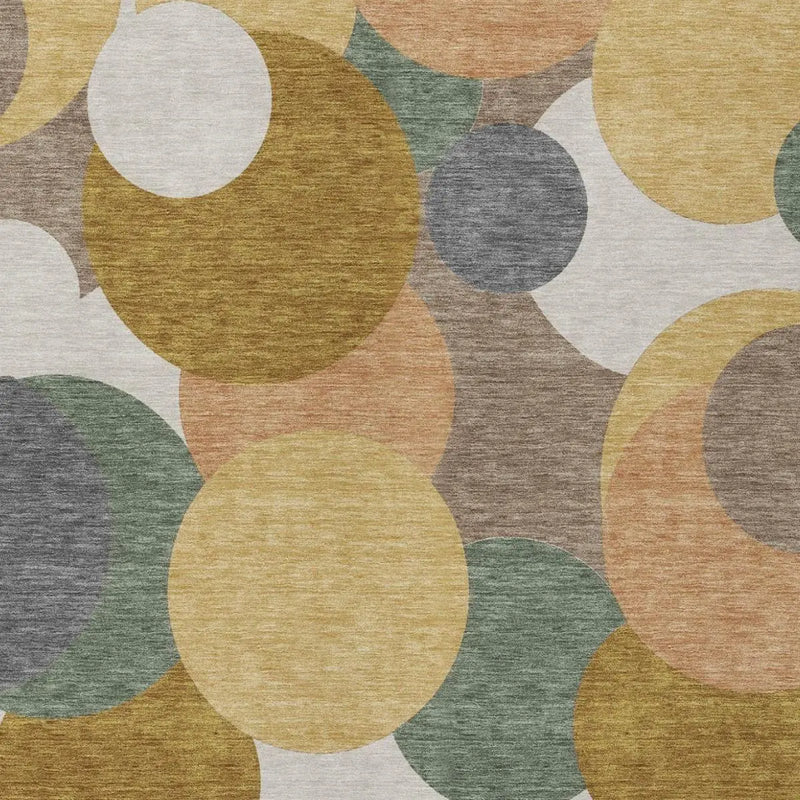 8' X 10' Gold And Walnut Geometric Washable Indoor Outdoor Area Rug Homeroots Outdoor