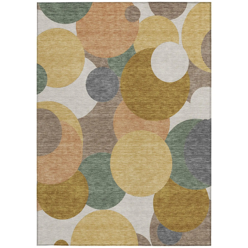 8' X 10' Gold And Walnut Geometric Washable Indoor Outdoor Area Rug Homeroots Outdoor