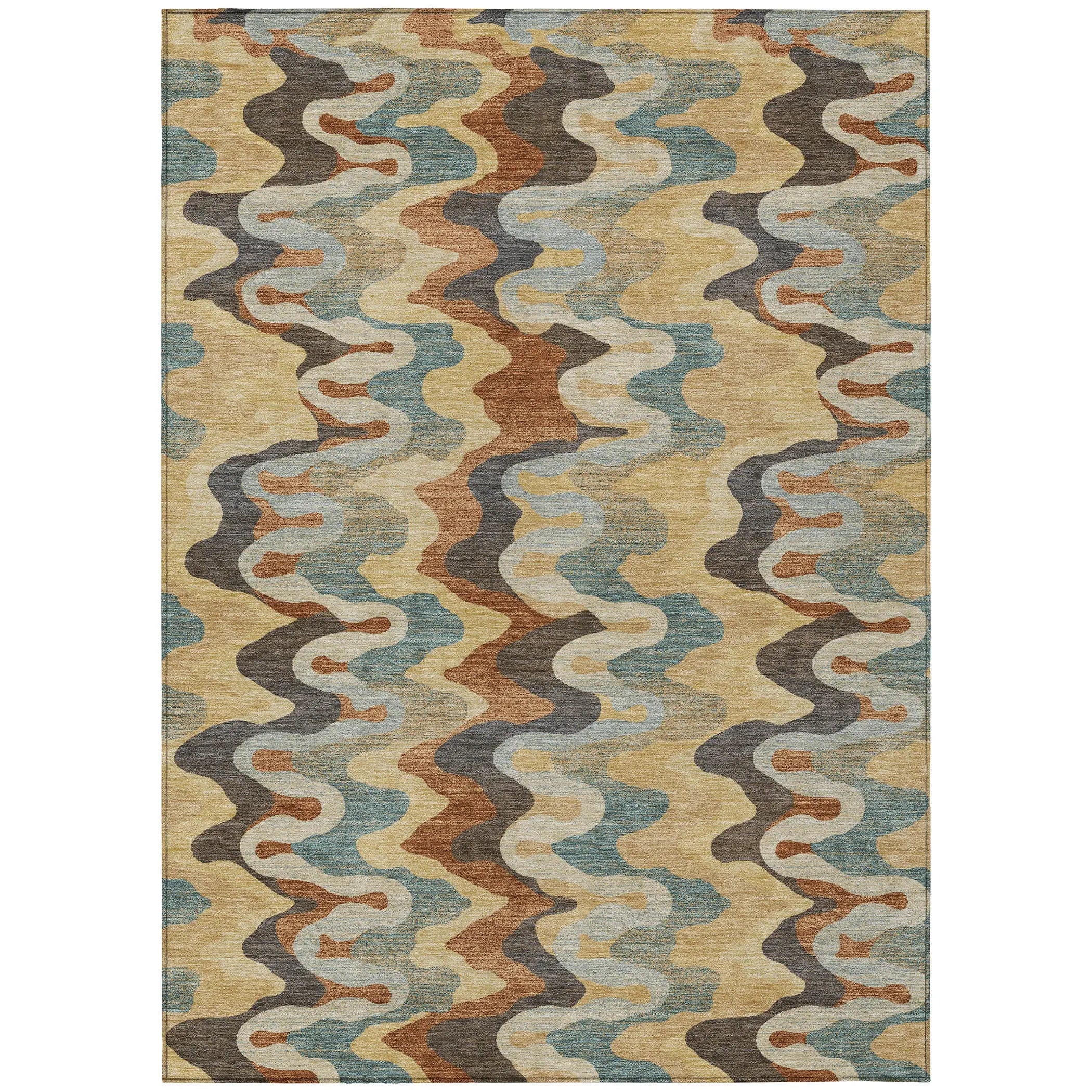 8' X 10' Gold And Wheat Abstract Washable Indoor Outdoor Area Rug Homeroots Outdoor