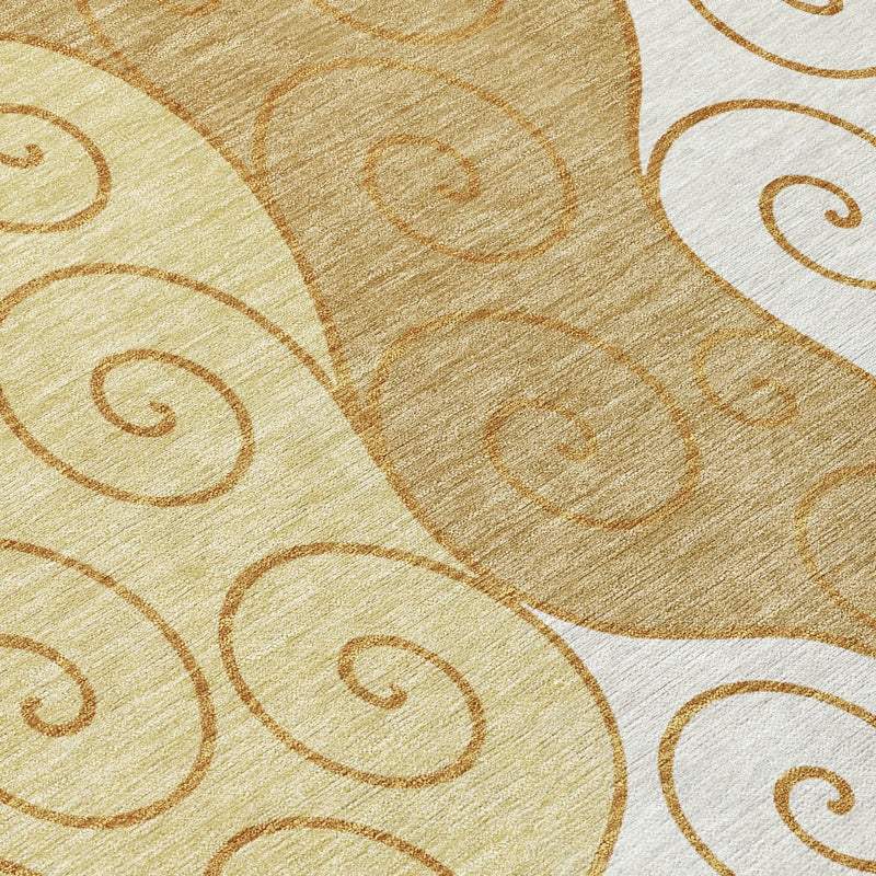 8' X 10' Gold And Wheat Abstract Washable Indoor Outdoor Area Rug Homeroots Outdoor