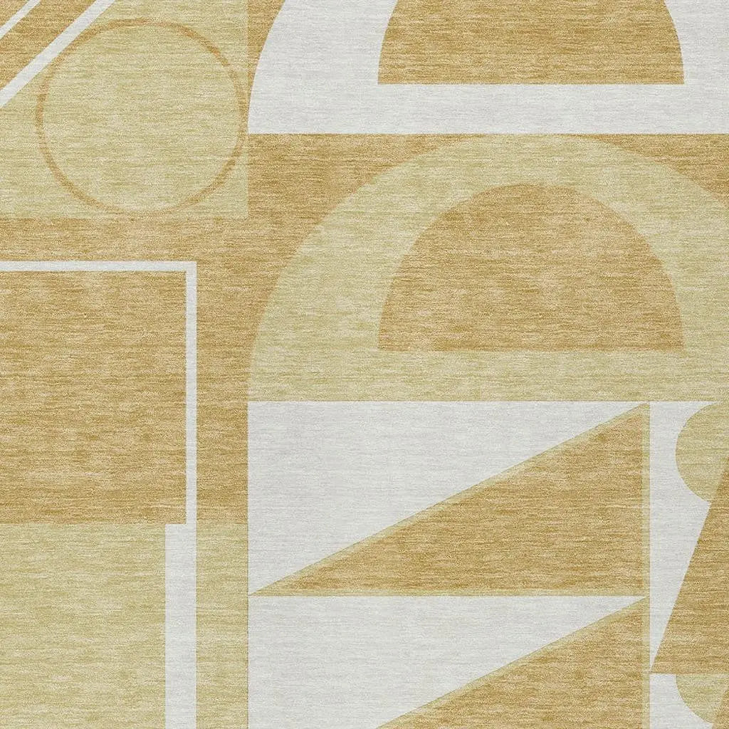 8' X 10' Gold And Wheat Geometric Washable Indoor Outdoor Area Rug Homeroots Outdoor