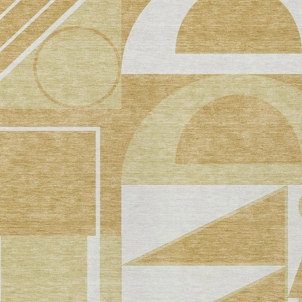 8' X 10' Gold And Wheat Geometric Washable Indoor Outdoor Area Rug Homeroots Outdoor