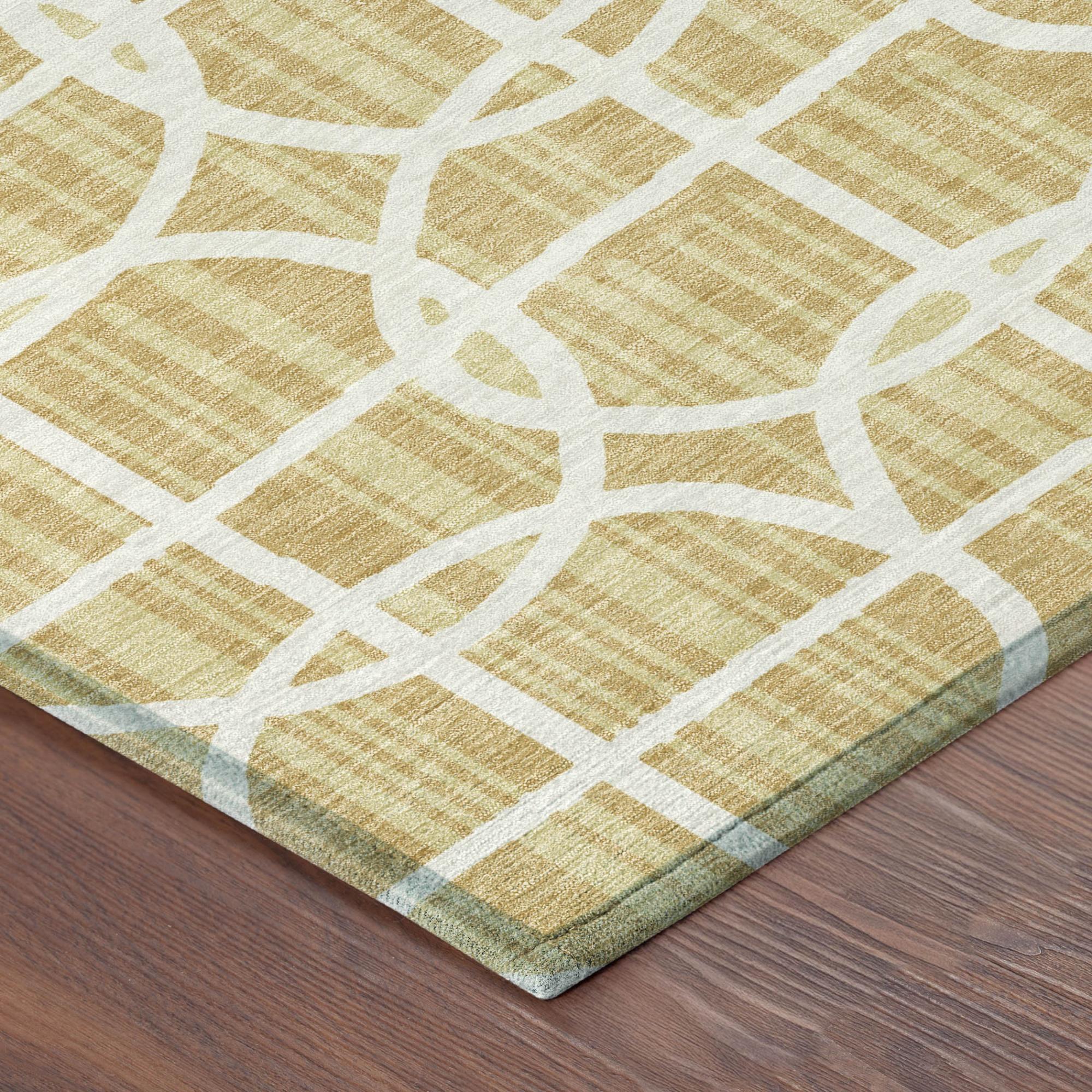 8' X 10' Gold And Wheat Geometric Washable Indoor Outdoor Area Rug Homeroots Outdoor