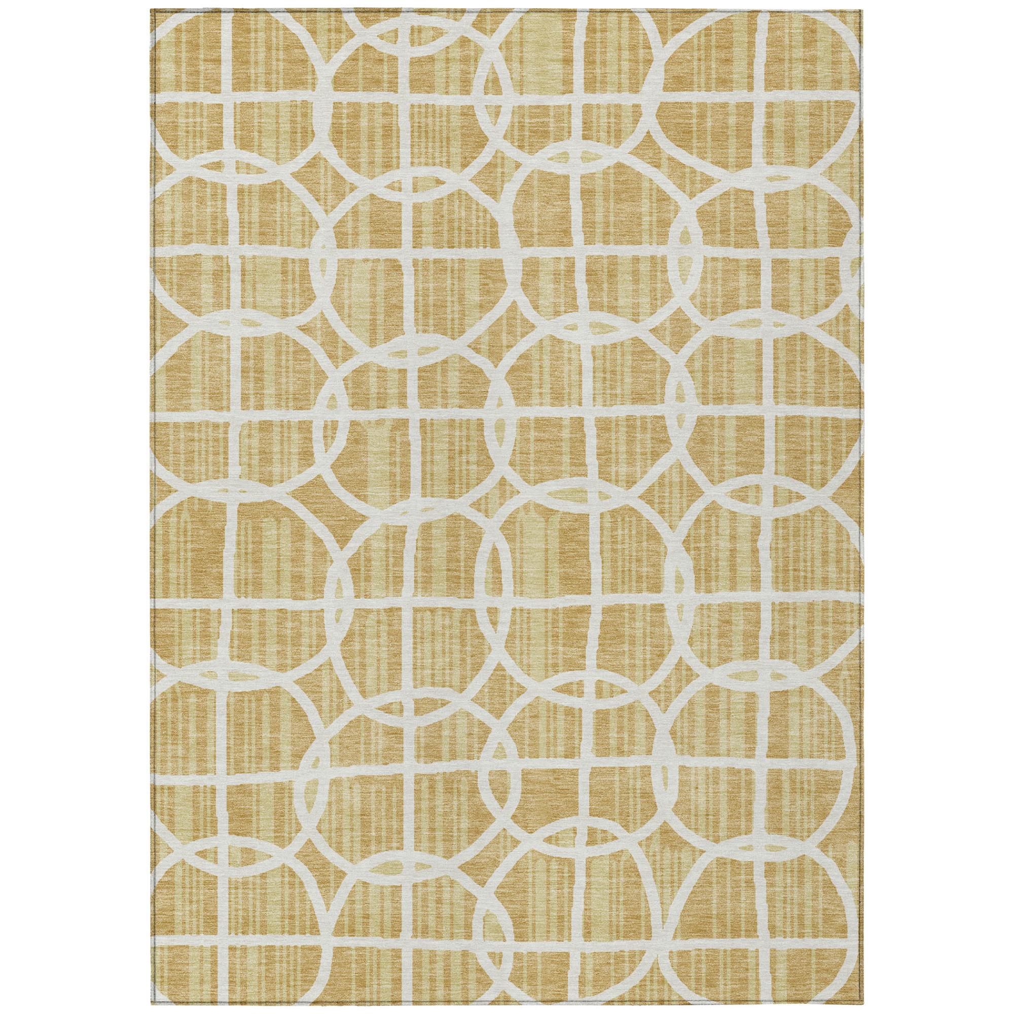 8' X 10' Gold And Wheat Geometric Washable Indoor Outdoor Area Rug Homeroots Outdoor