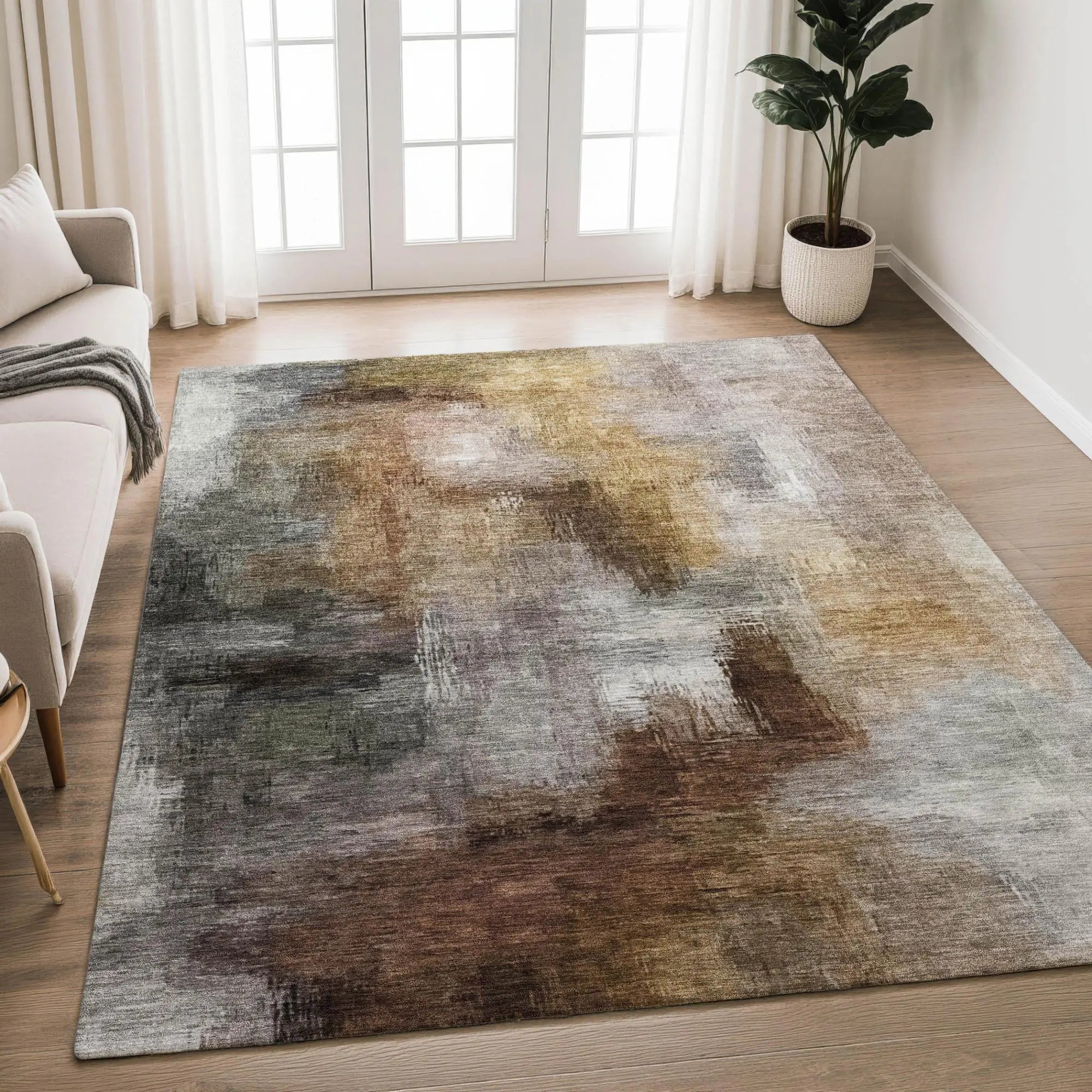 8' X 10' Granite Gray And Gray Abstract Washable Indoor Outdoor Area Rug Homeroots Outdoor