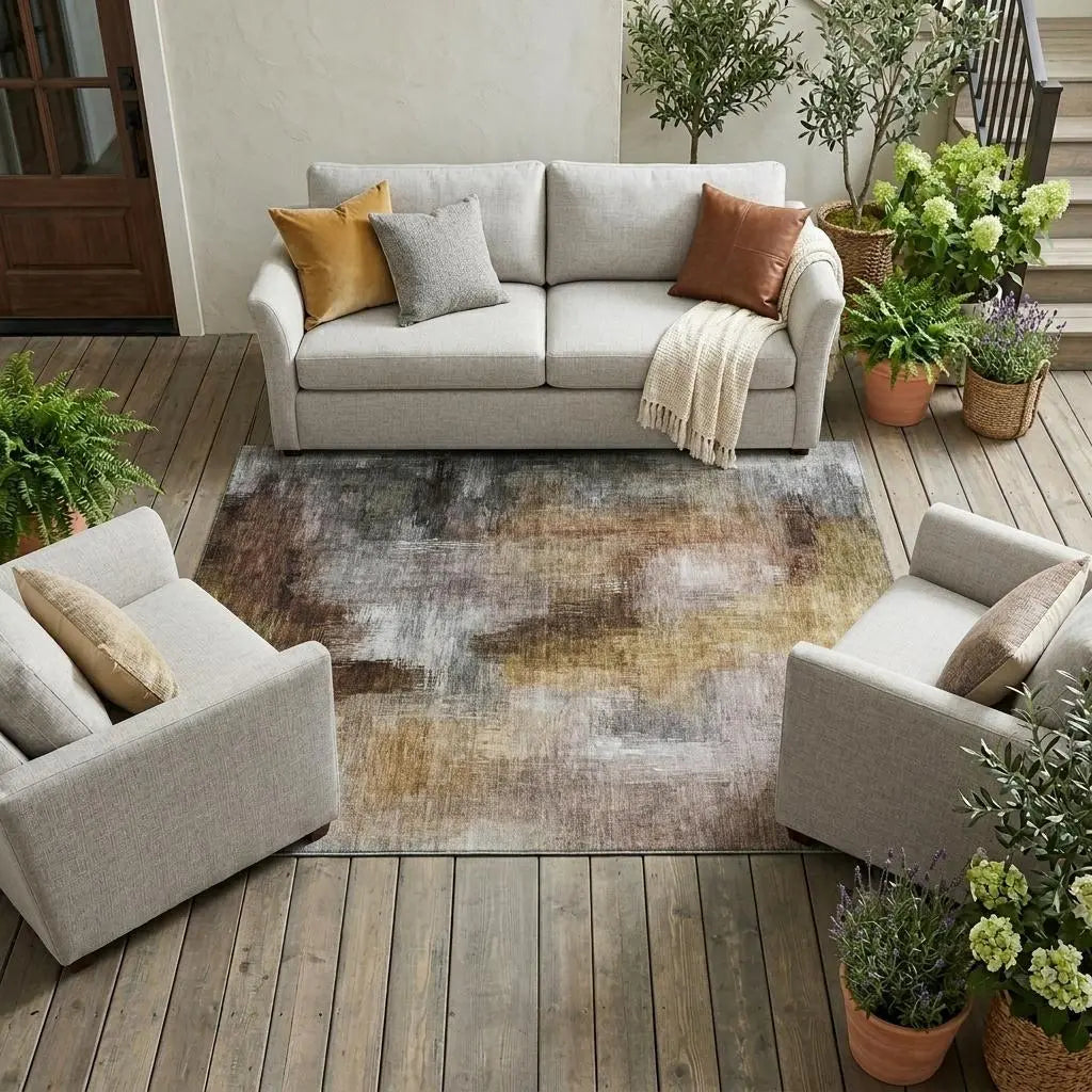 8' X 10' Granite Gray And Gray Abstract Washable Indoor Outdoor Area Rug Homeroots Outdoor