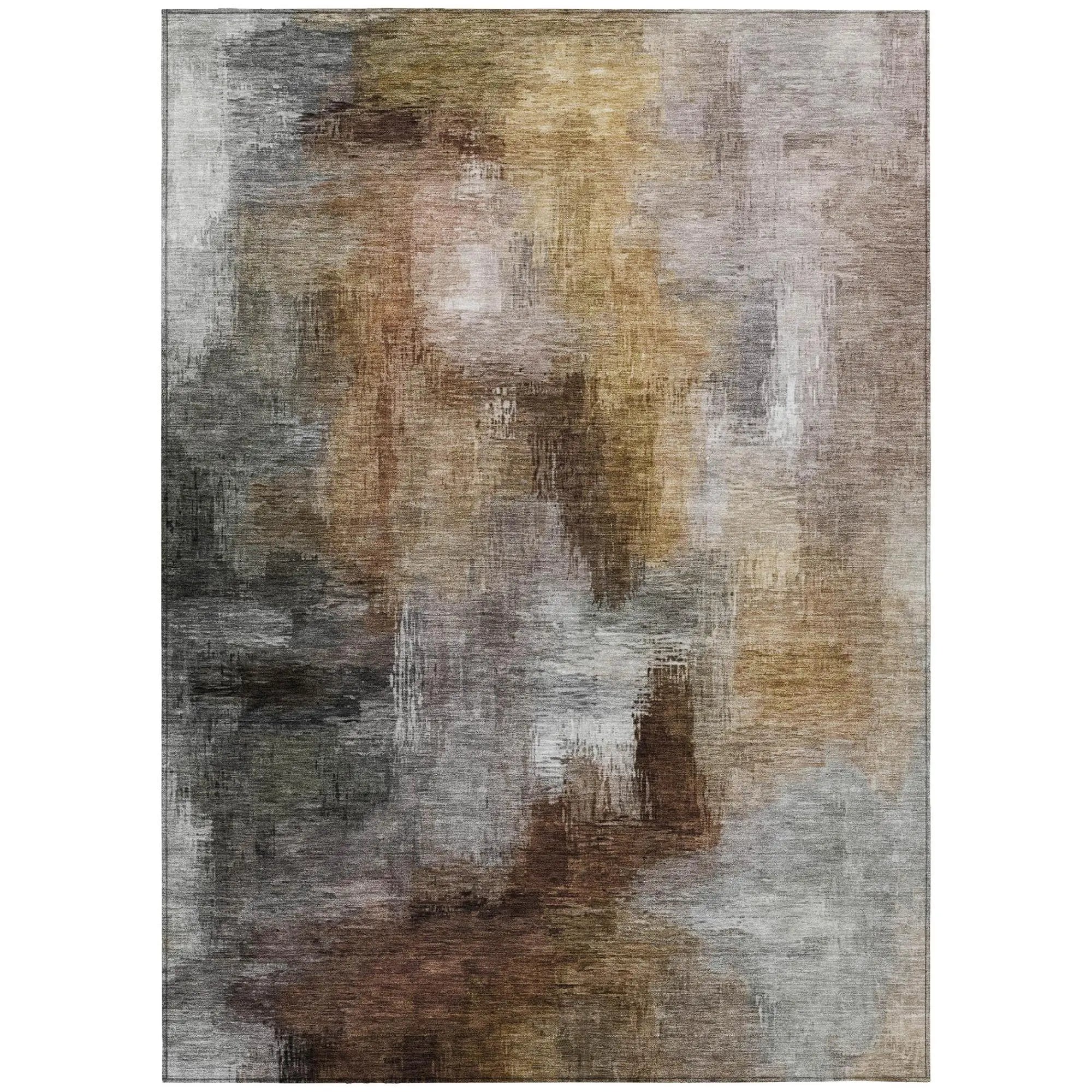 8' X 10' Granite Gray And Gray Abstract Washable Indoor Outdoor Area Rug Homeroots Outdoor