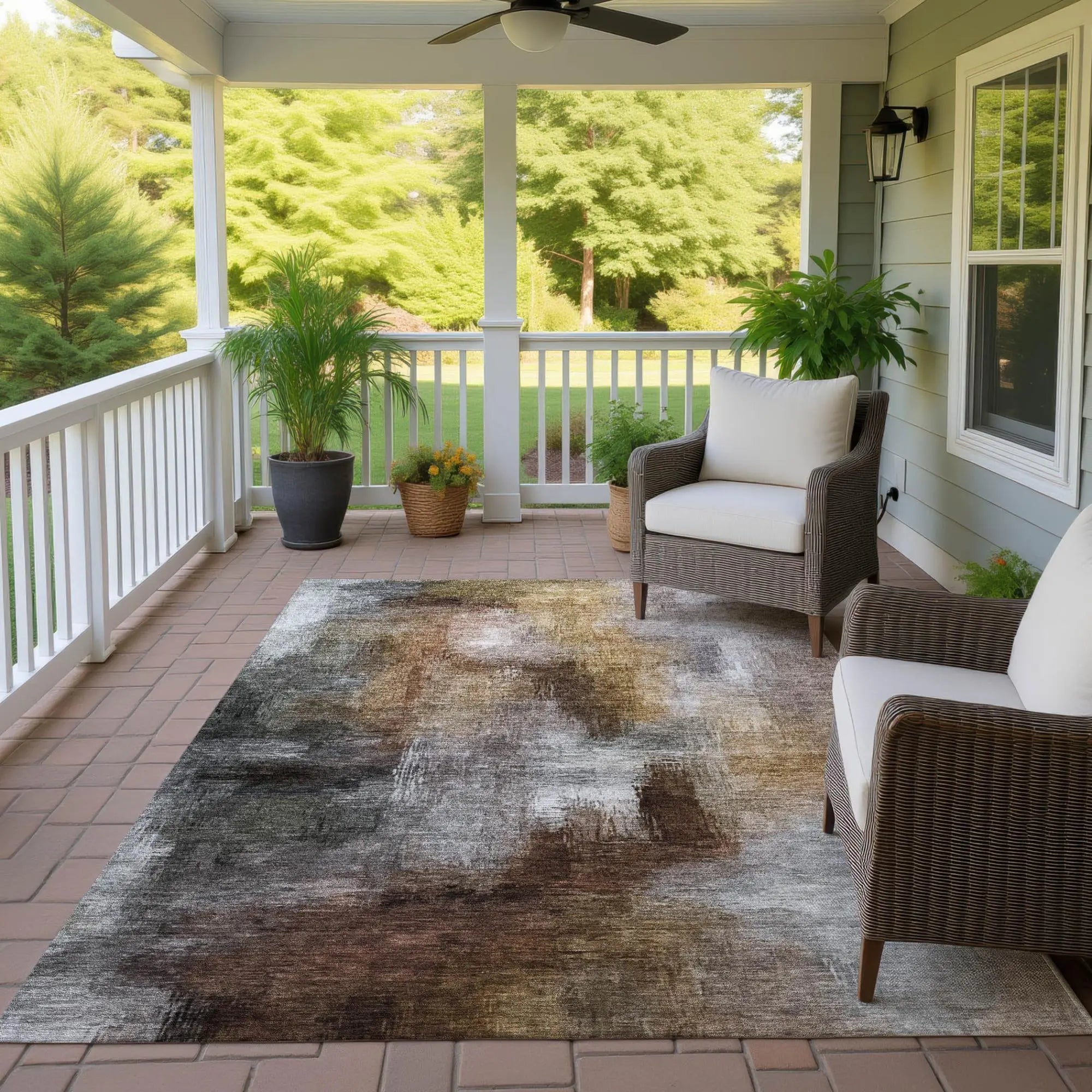 8' X 10' Granite Gray And Gray Abstract Washable Indoor Outdoor Area Rug Homeroots Outdoor