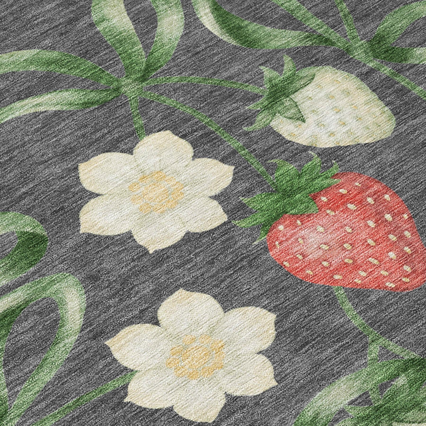 8' X 10' Graphite And Gray Floral Washable Indoor Outdoor Area Rug Homeroots Outdoor