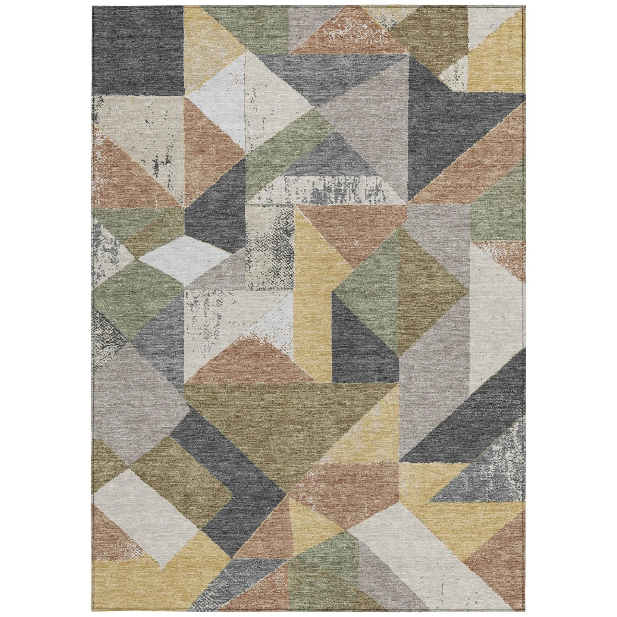 8' X 10' Graphite And Gray Geometric Washable Indoor Outdoor Area Rug Homeroots Outdoor