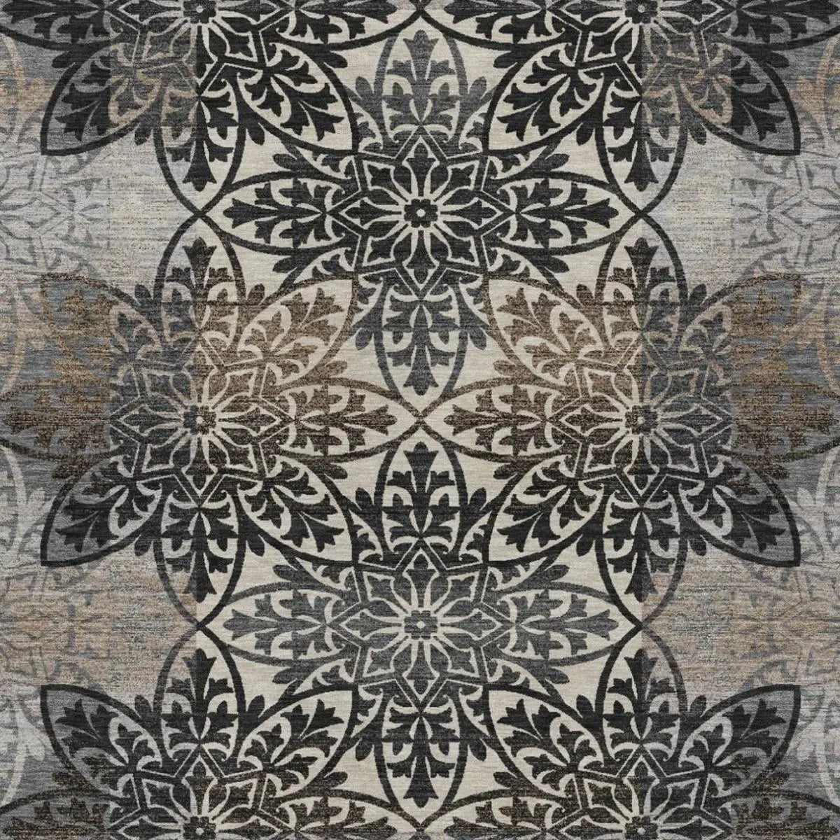 8' X 10' Graphite And Gray Oriental Washable Indoor Outdoor Area Rug Homeroots Outdoor