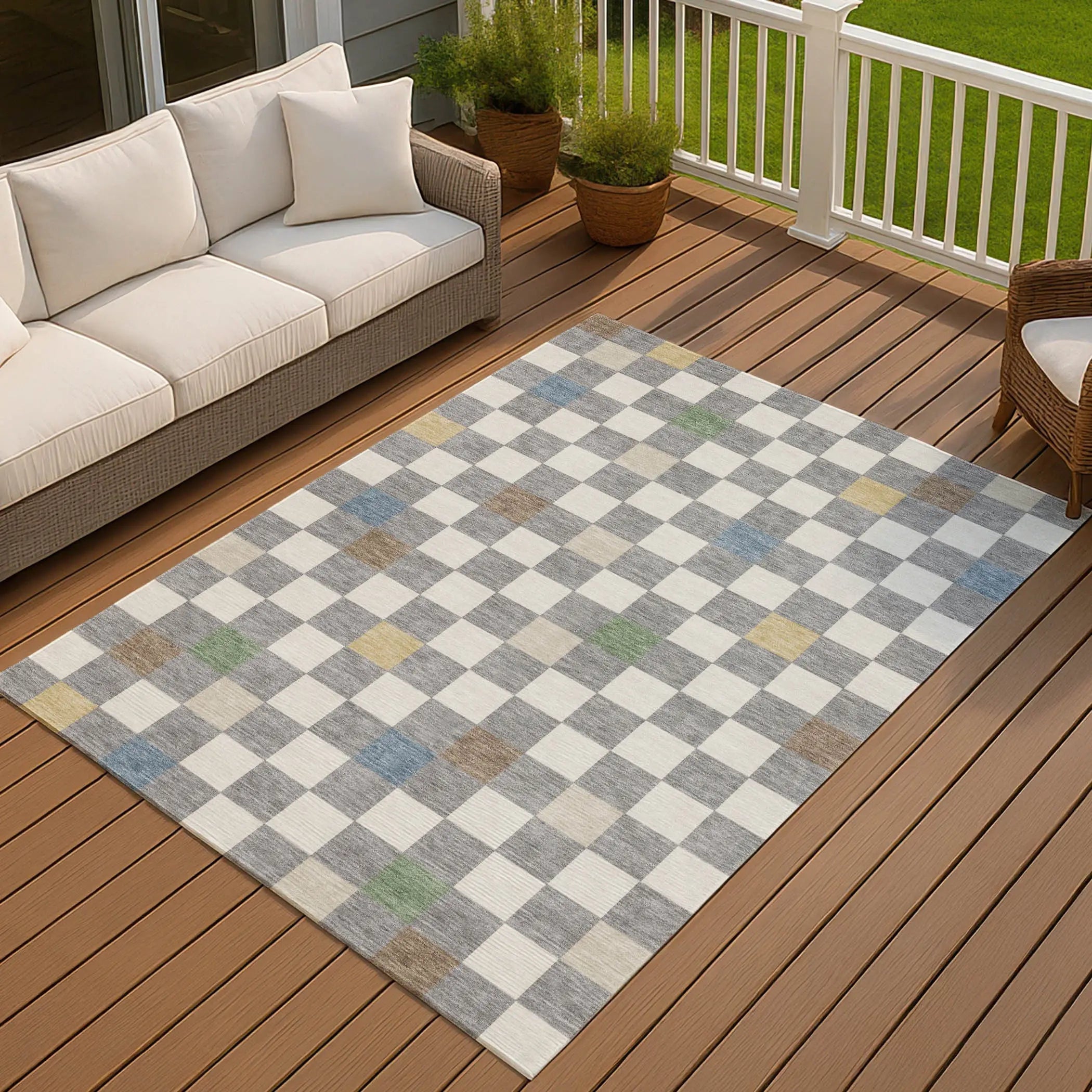 8' X 10' Gray And Beige Geometric Washable Indoor Outdoor Area Rug Homeroots Outdoor