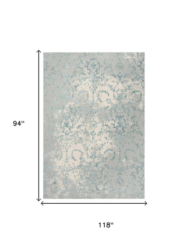 8' X 10' Gray And Blue Trellis Area Rug Homeroots Home Decor