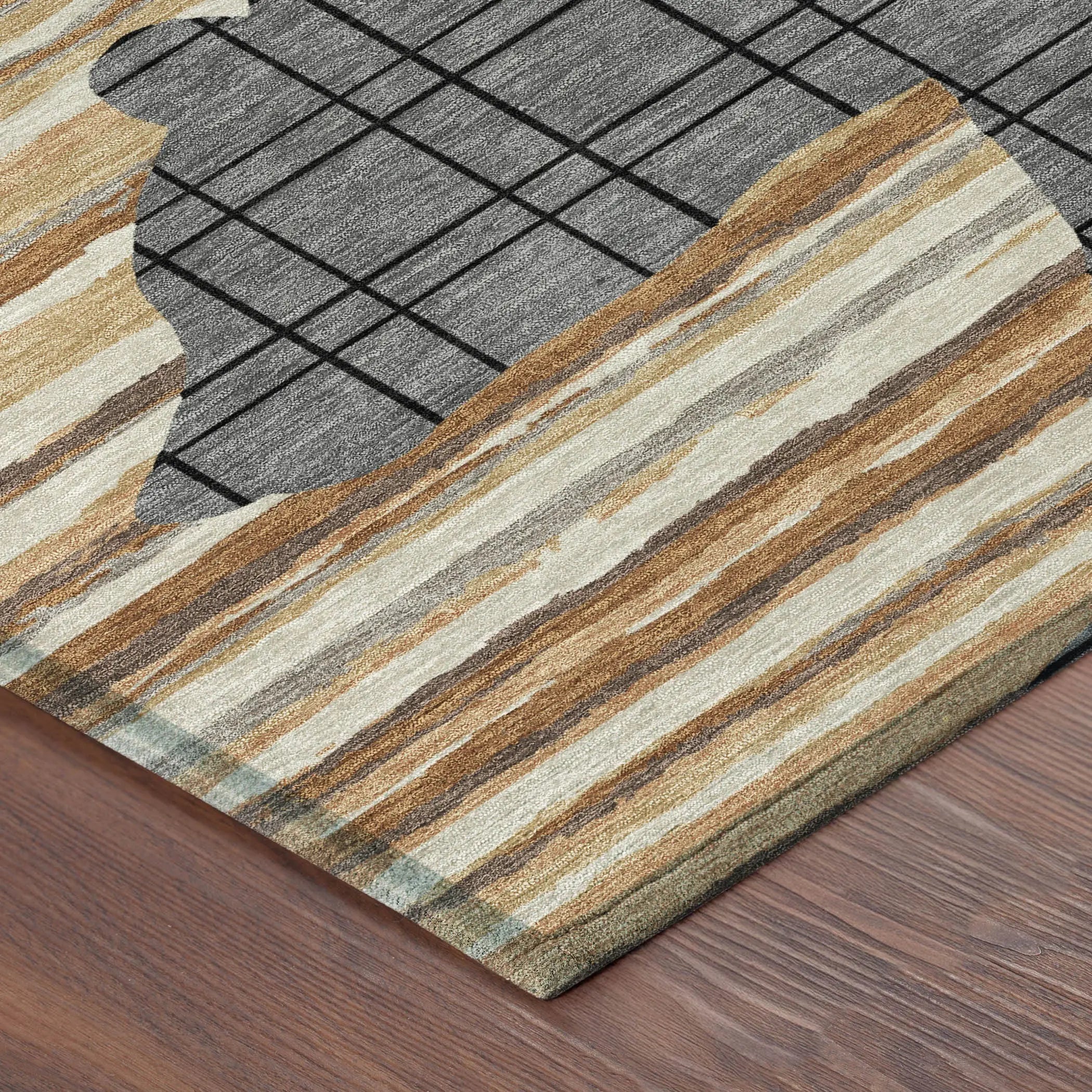 8' X 10' Gray And Brown Abstract Washable Indoor Outdoor Area Rug Homeroots Outdoor