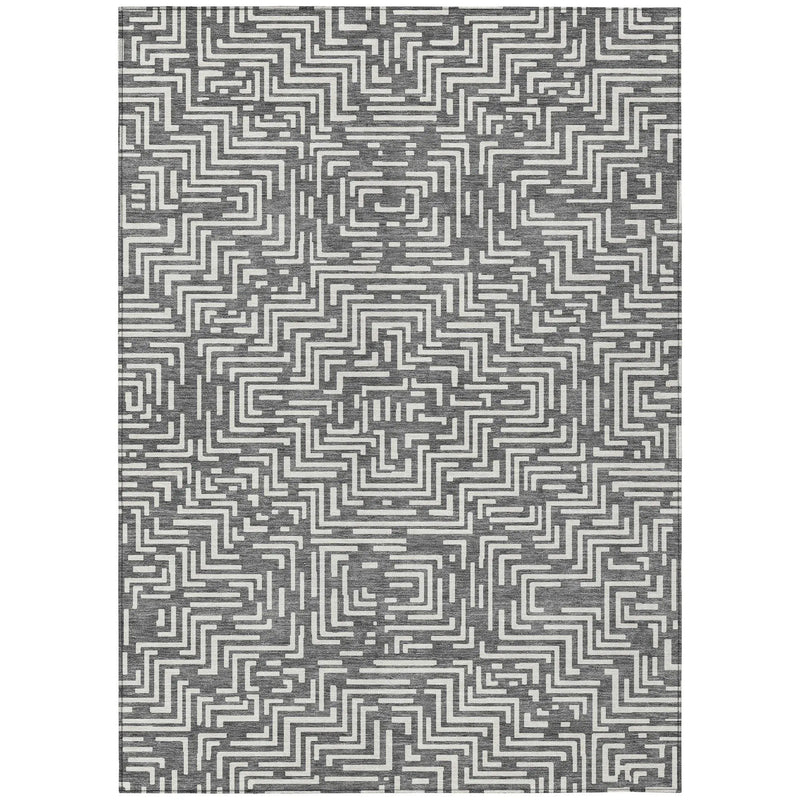 8' X 10' Gray And Brown Geometric Washable Indoor Outdoor Area Rug Homeroots Outdoor