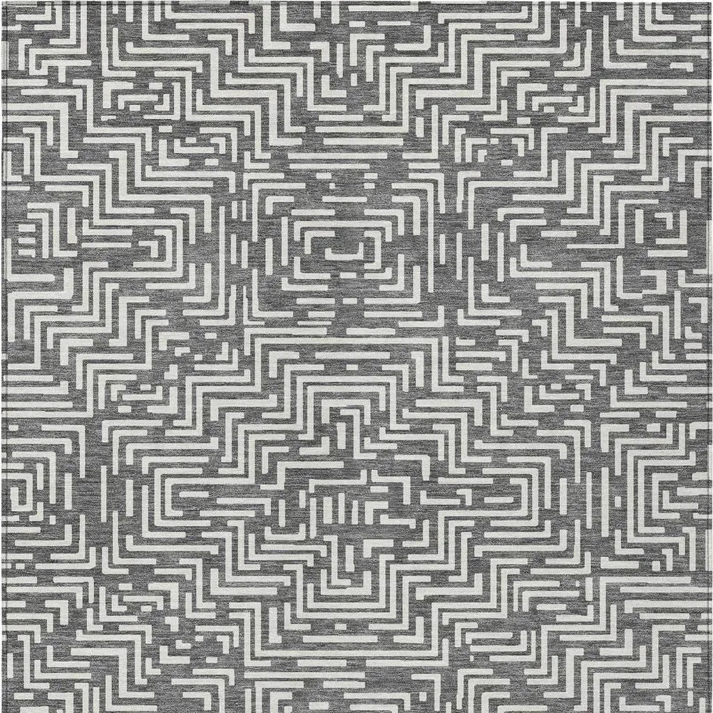 8' X 10' Gray And Brown Geometric Washable Indoor Outdoor Area Rug Homeroots Outdoor