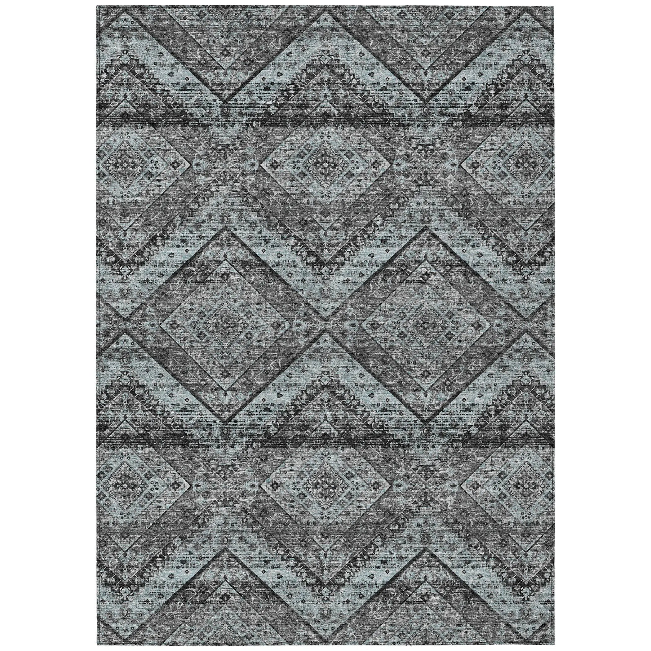 8' X 10' Gray And Brown Tribal Washable Indoor Outdoor Area Rug Homeroots Outdoor
